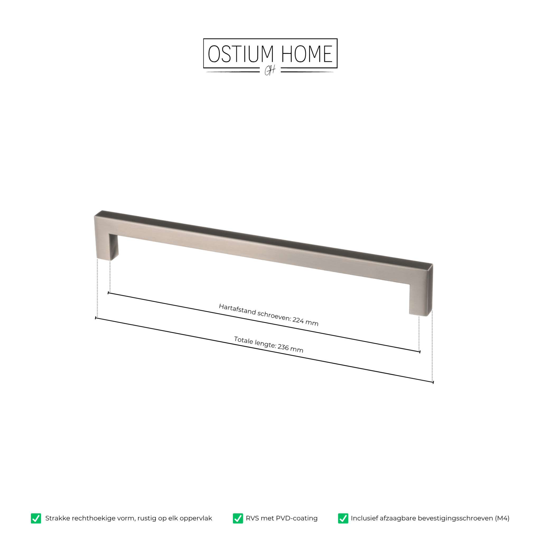 Handgreep Gun Metal - 224mm/236mm