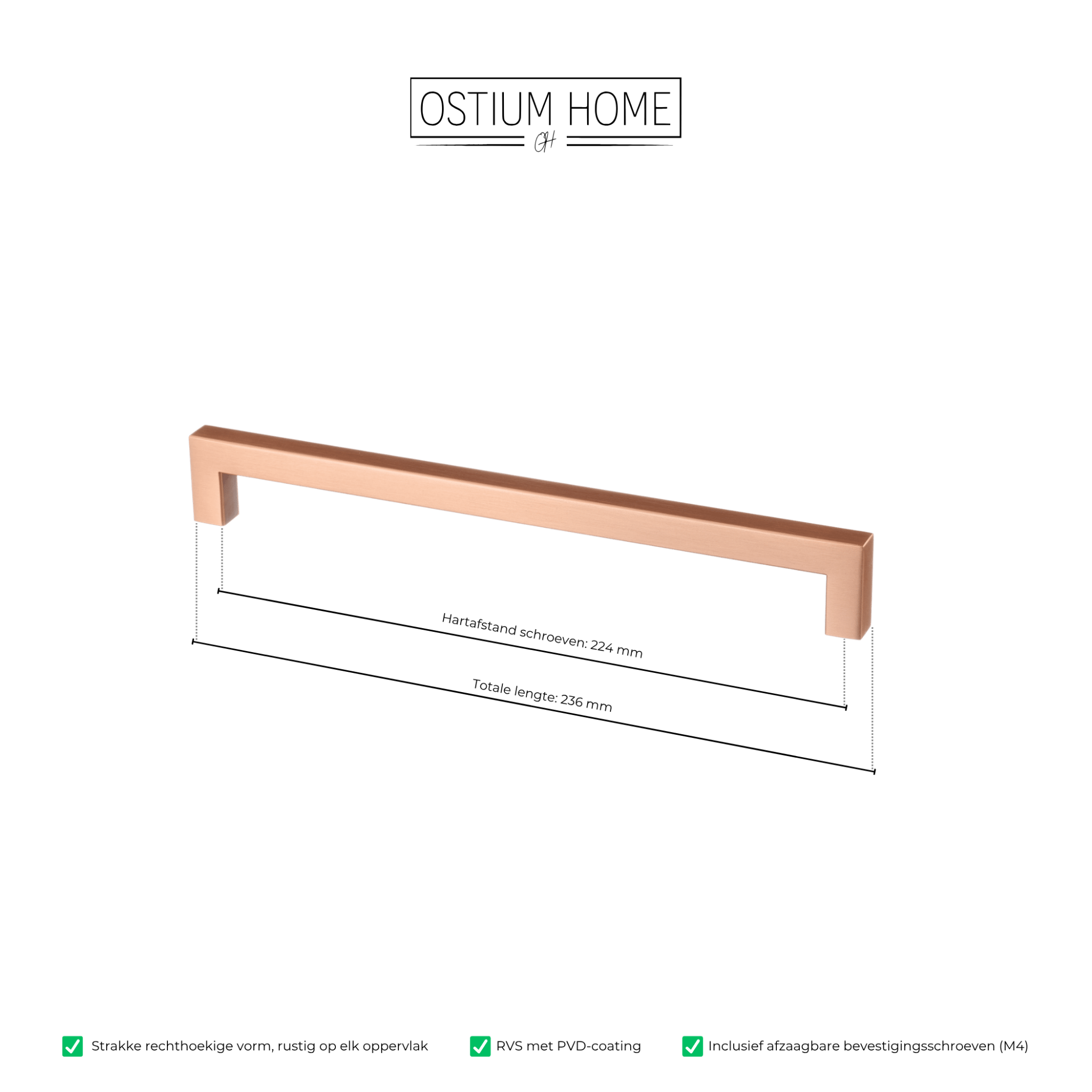 Handgreep Koper - 224mm/236mm – afbeelding 4
