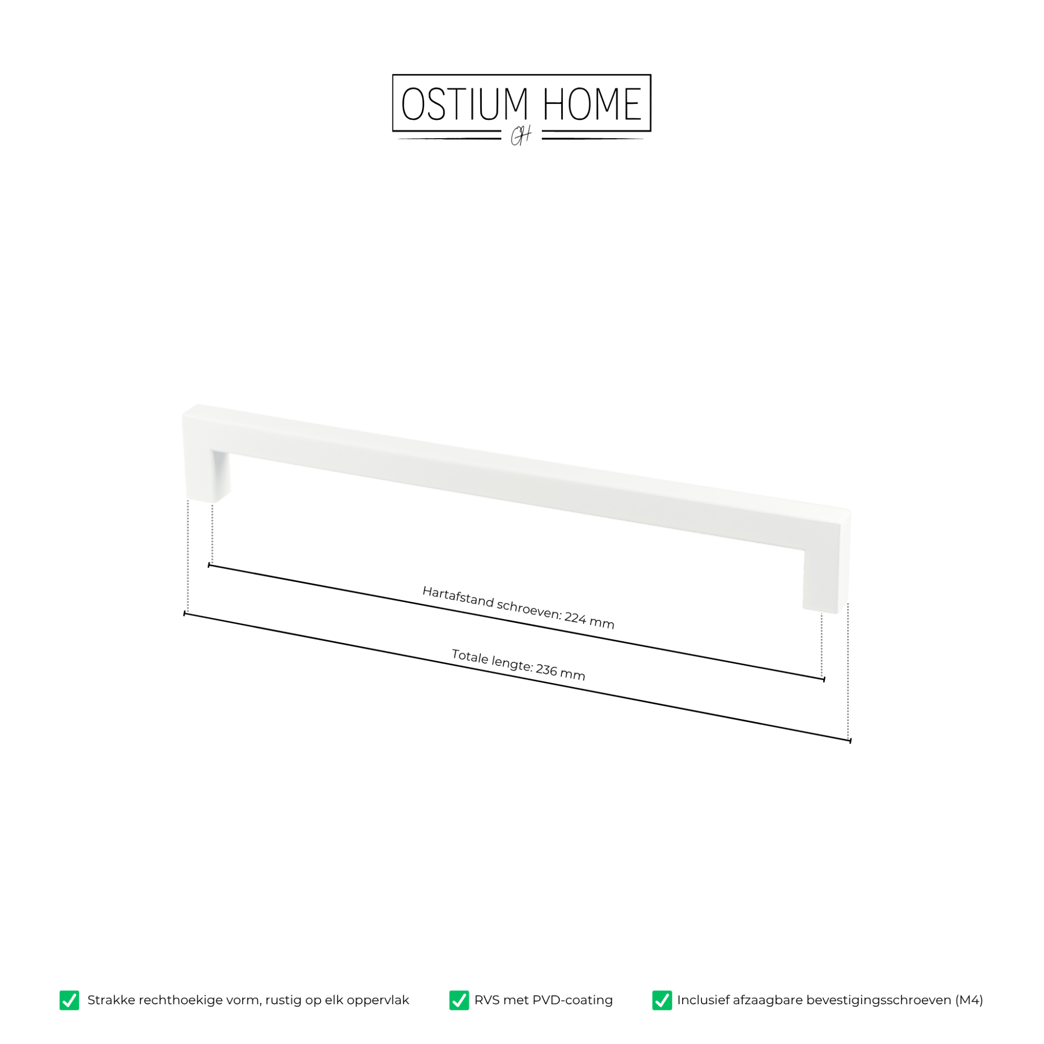 Handgreep Wit - 224mm/236mm – afbeelding 4