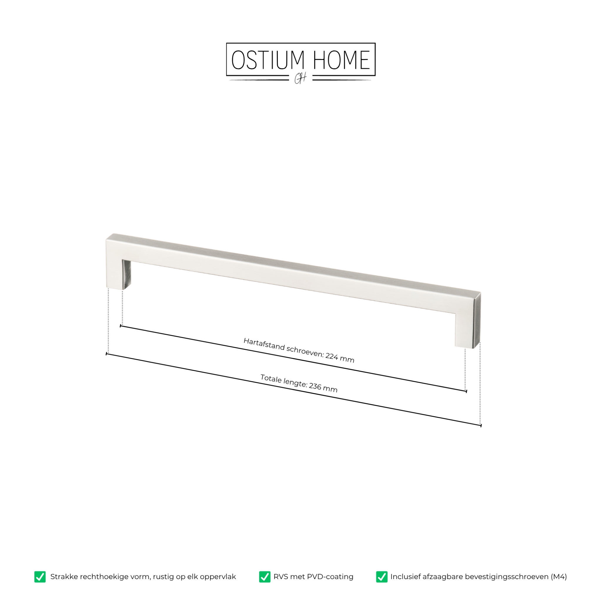Handgreep RVS - 224mm/236mm – afbeelding 4