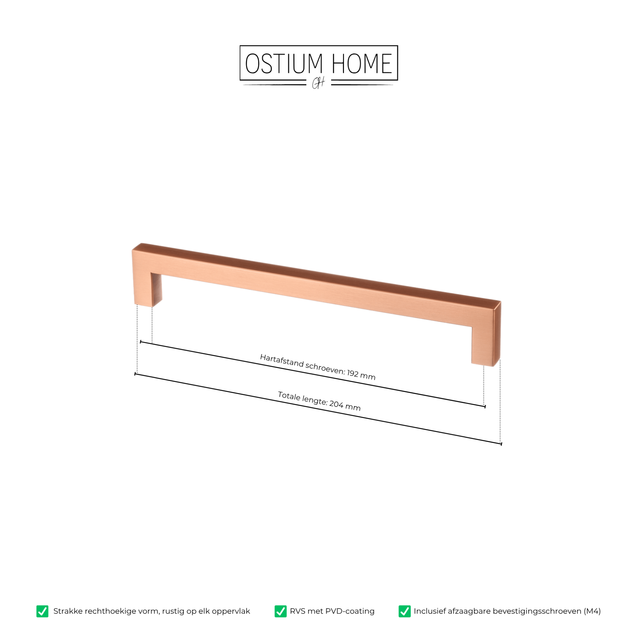 Handgreep Koper - 192mm/204mm – afbeelding 4