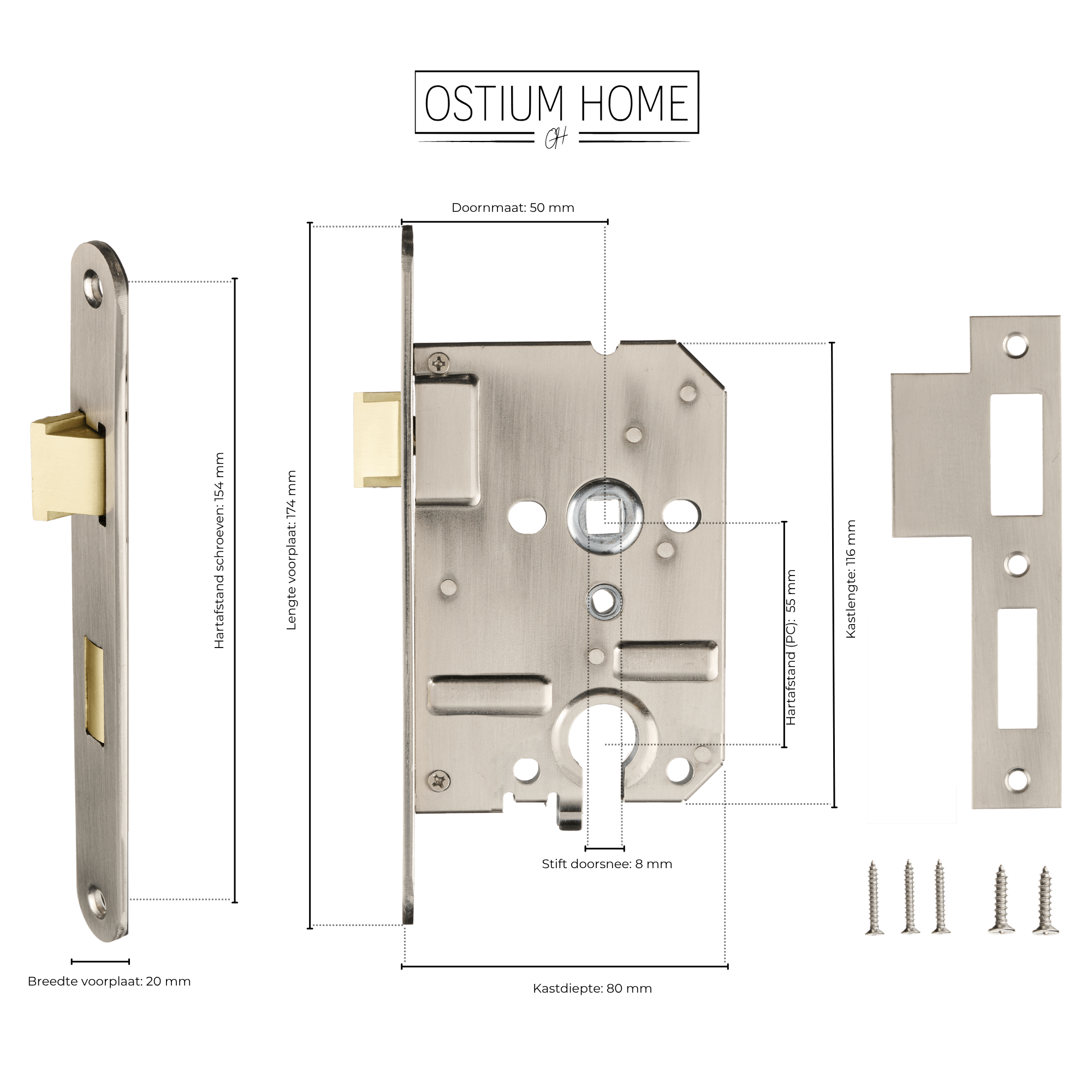 RVS Cilinderslot Loopslot - PC55 mm