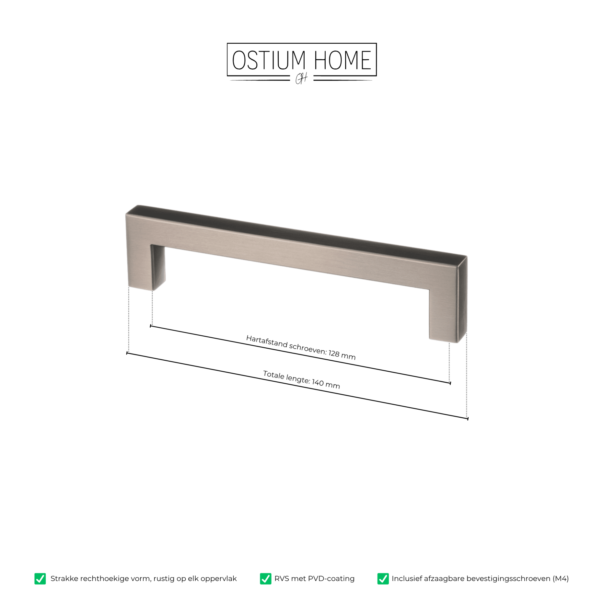 Handgreep Gun Metal - 128mm/140mm