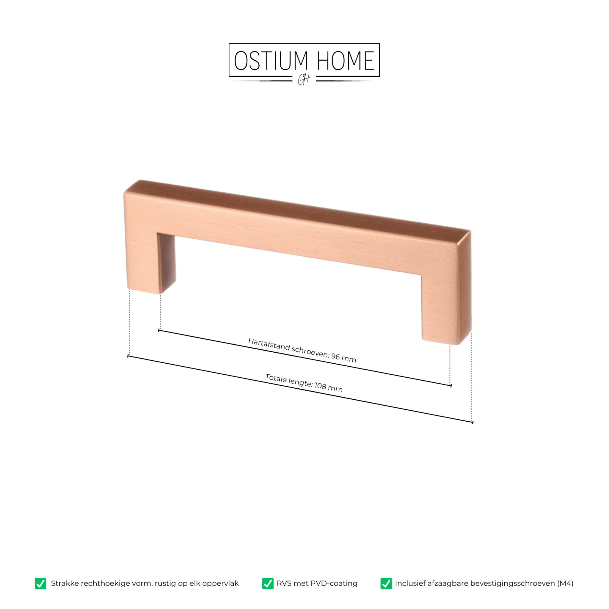 Handgreep Koper - 96mm/108mm – afbeelding 4