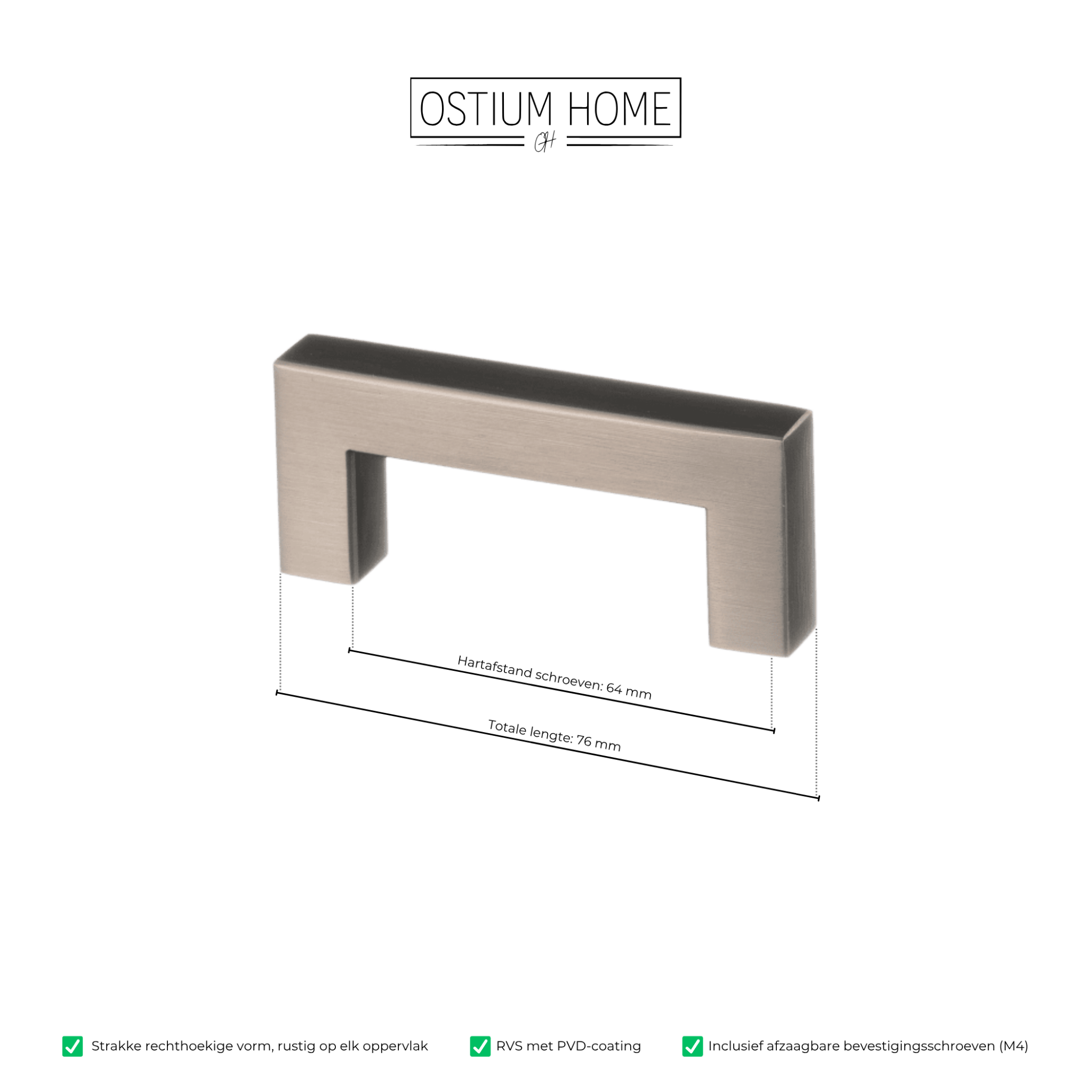 Handgreep Gun Metal - 64mm/76mm
