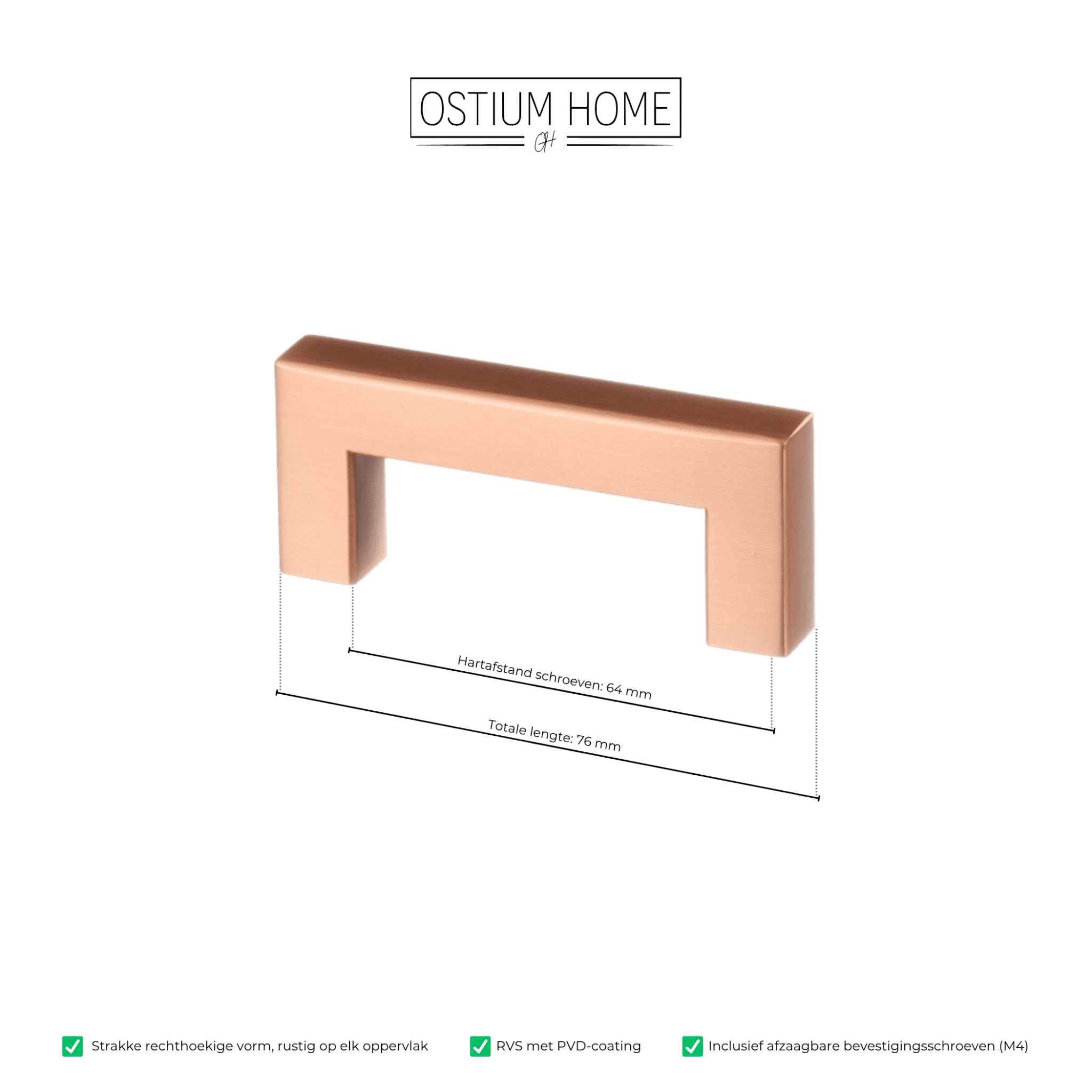 Handgreep Koper - 64mm/76mm – afbeelding 4