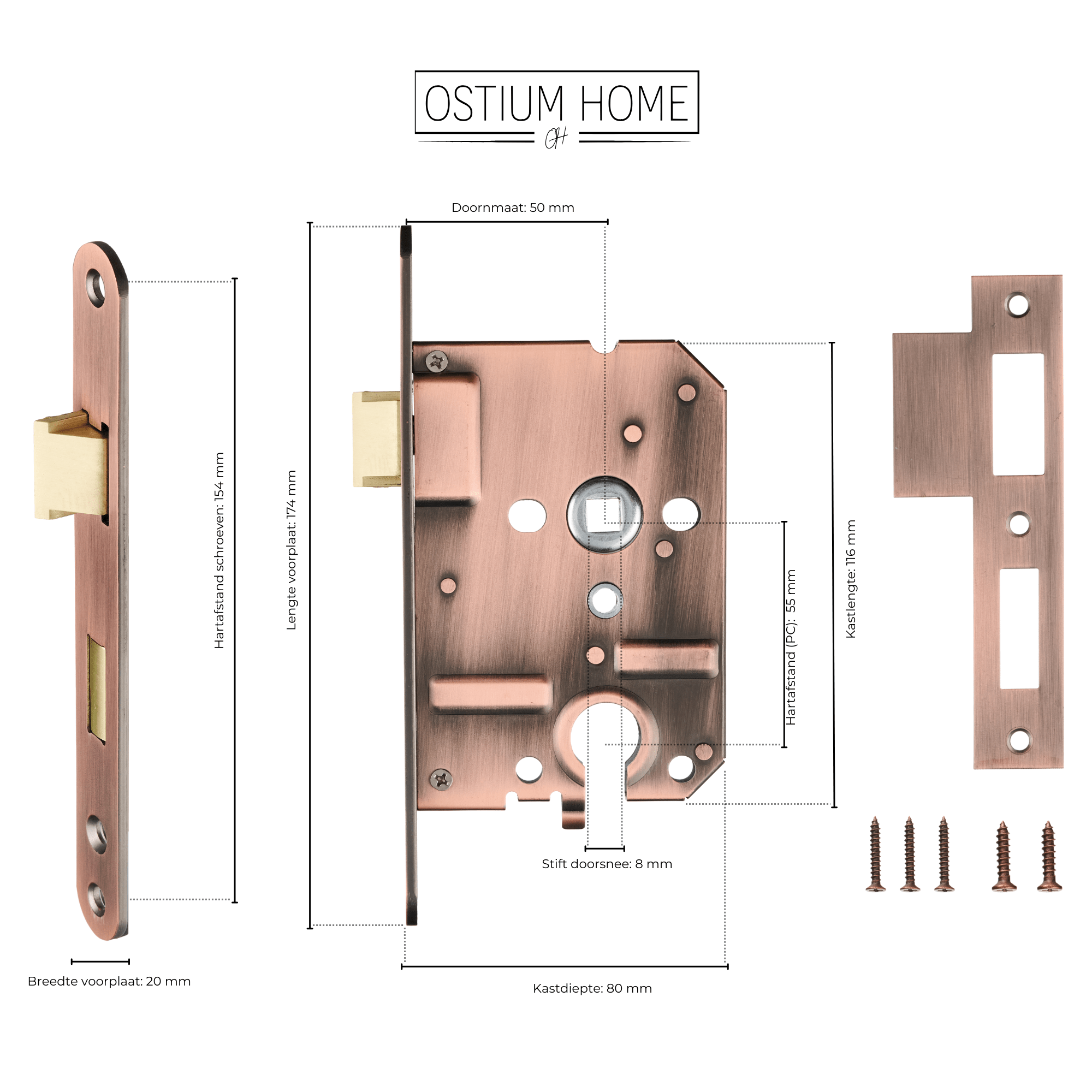 Cylindre en cuivre Serrure à levier - PC55 mm