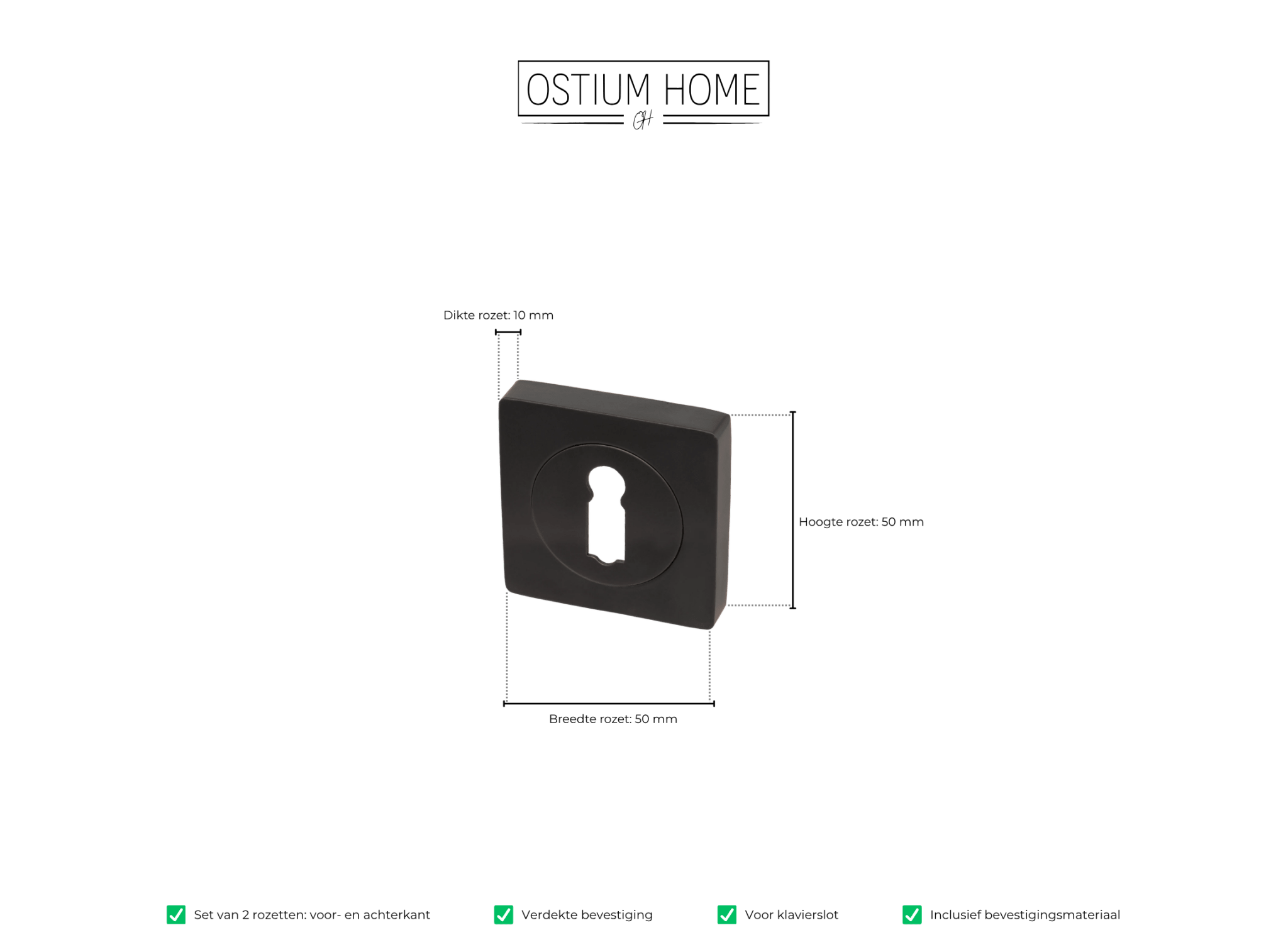 Vierkant Schlüsselschild Schwarz