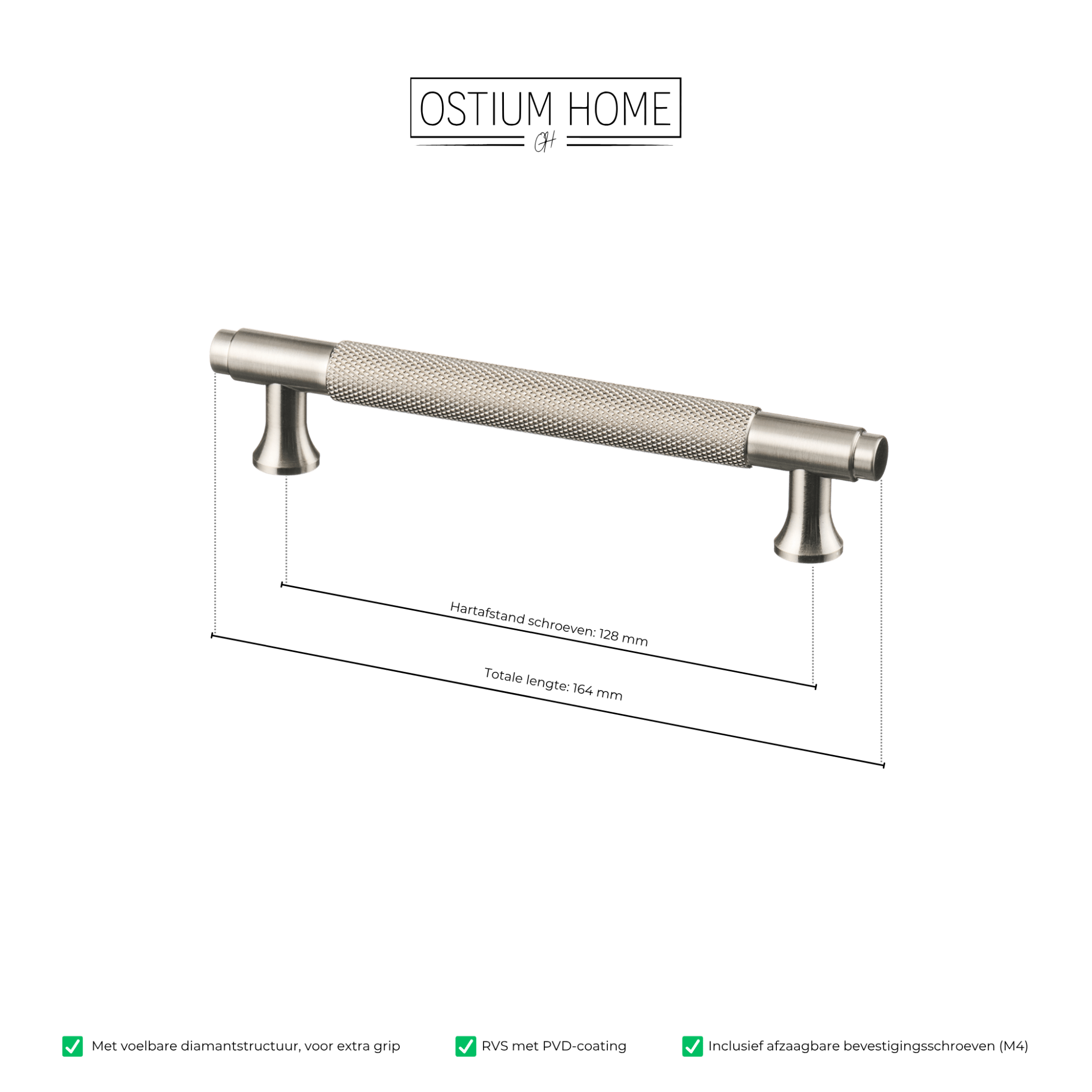 Handgreep RVS - diamond cut - 128mm/164mm – afbeelding 4