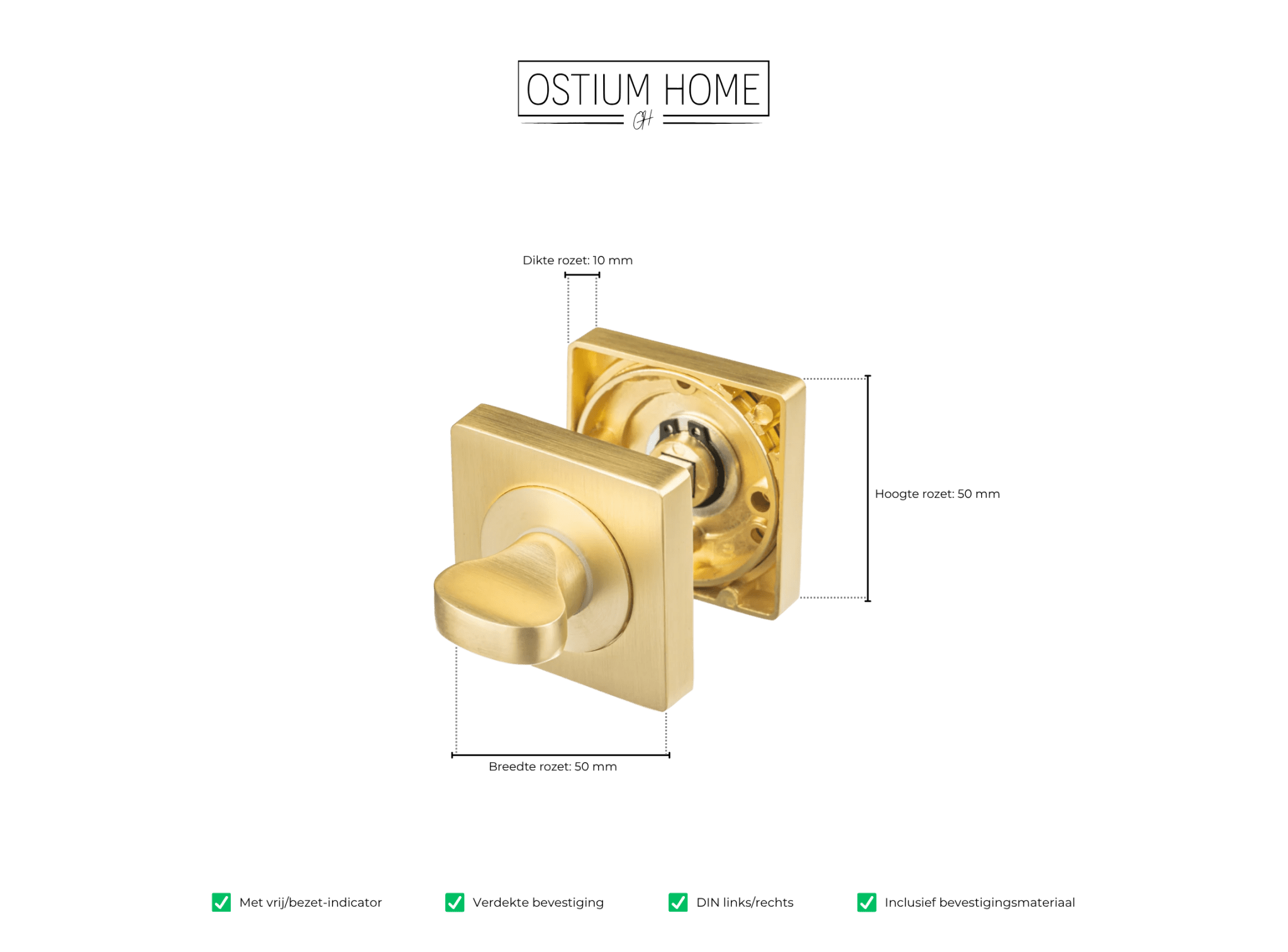 Goldenes WC-Schloss Quadrat Rosette