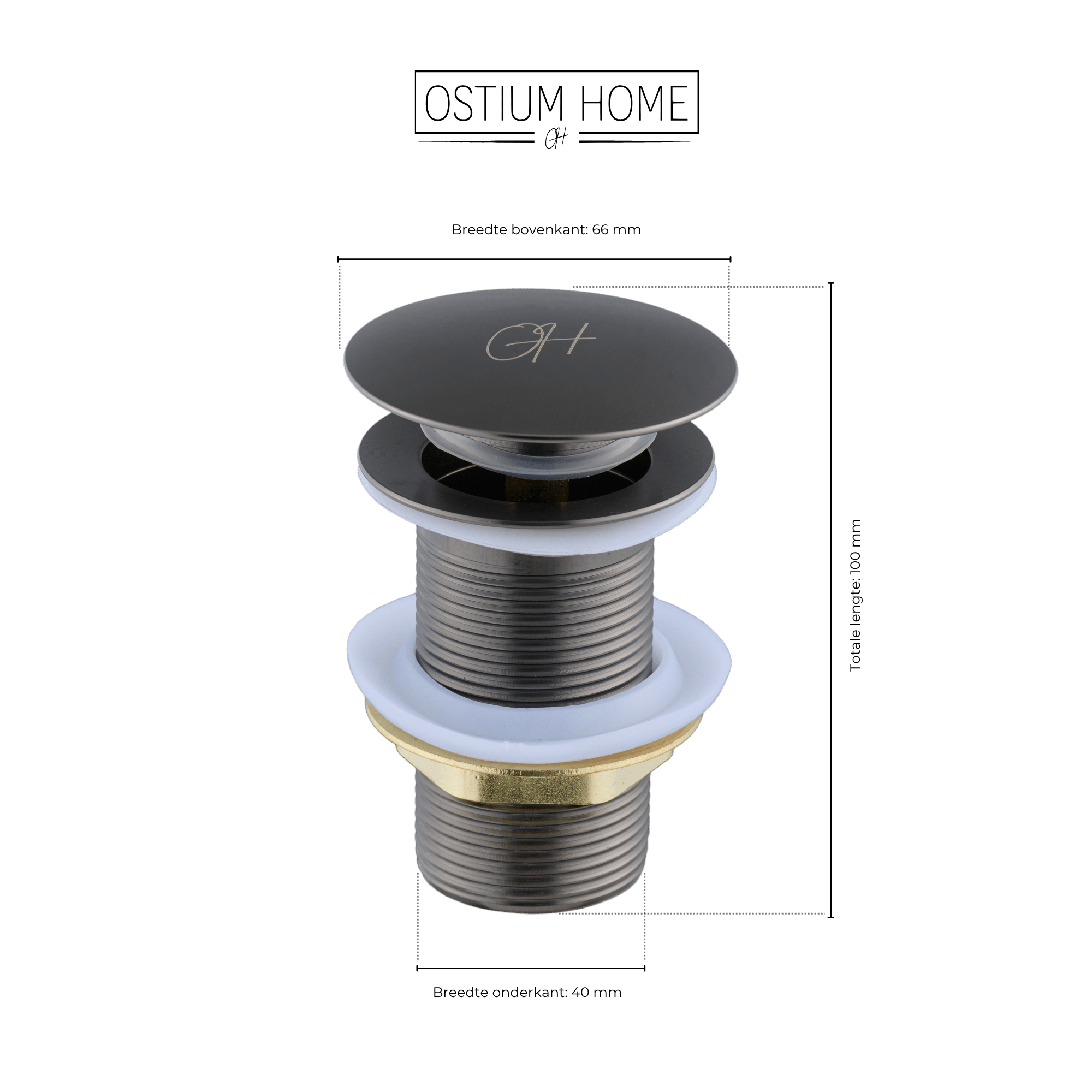 Flusso - Afvoerplug Gun Metal