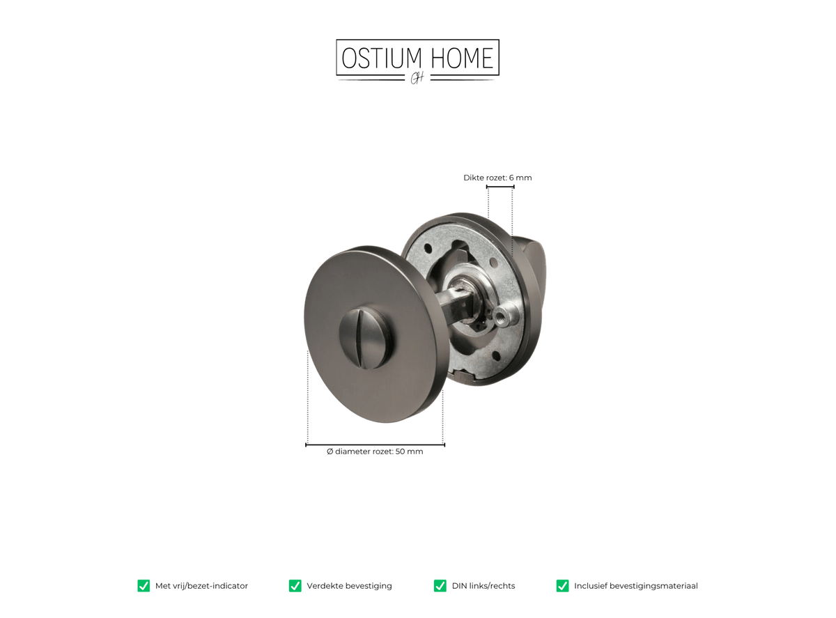 Gun Metal WC-Türbeschlag Runde Rosette