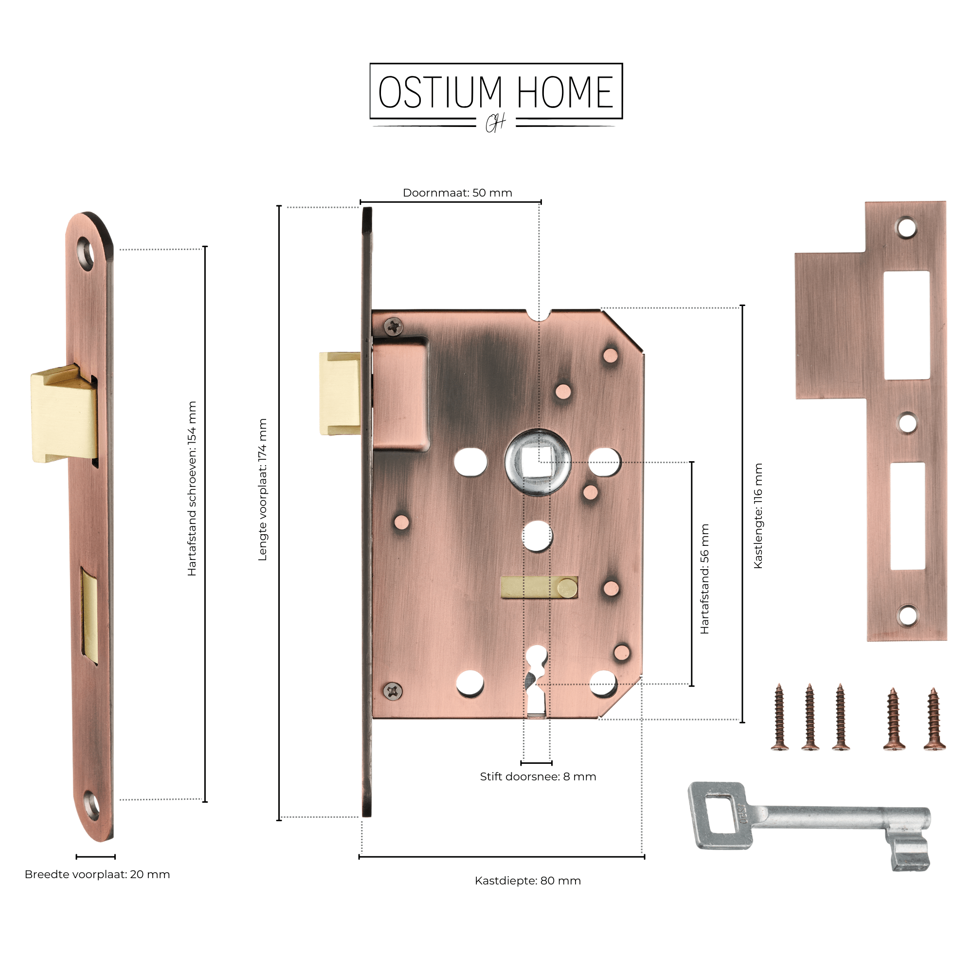 Serrure de piano en cuivre - Serrure à boucle avec trou de clé - SL56 mm