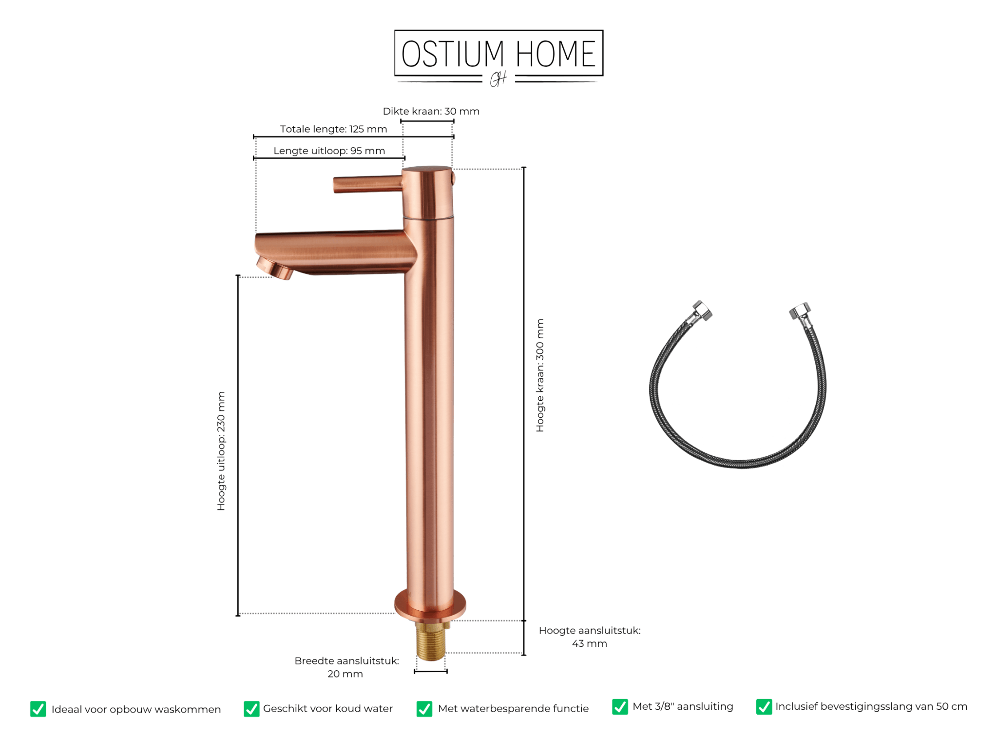 Altano - Hoge Fonteinkraan Koper - Koud Water