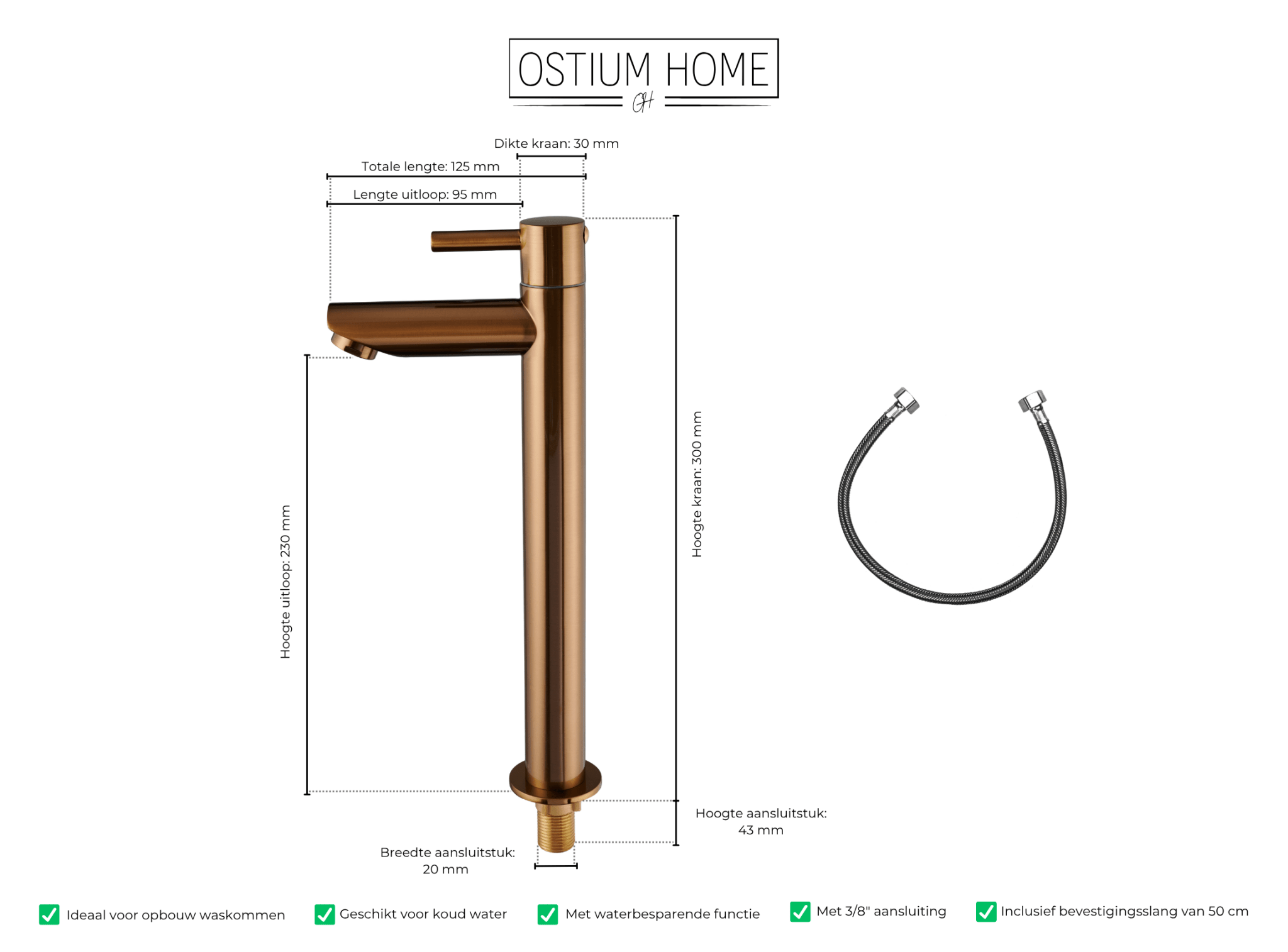 Altano - Hoge Fonteinkraan Brons - Koud Water