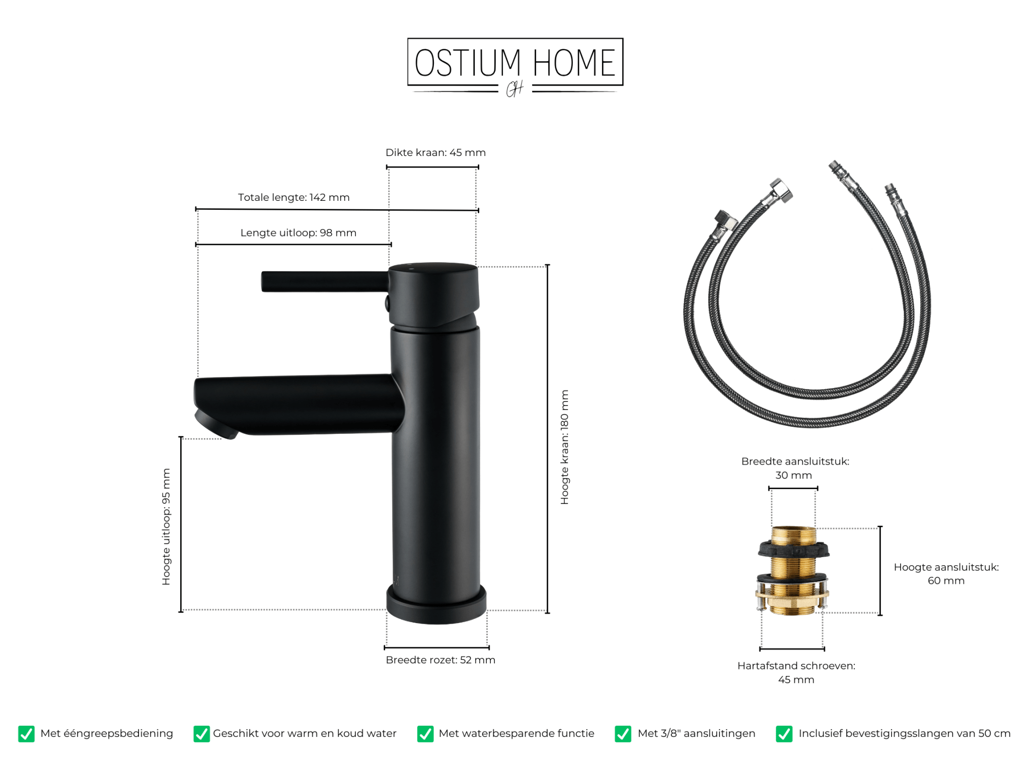 Atranti - Robinet de lavabo Noir - Chaud/Froid