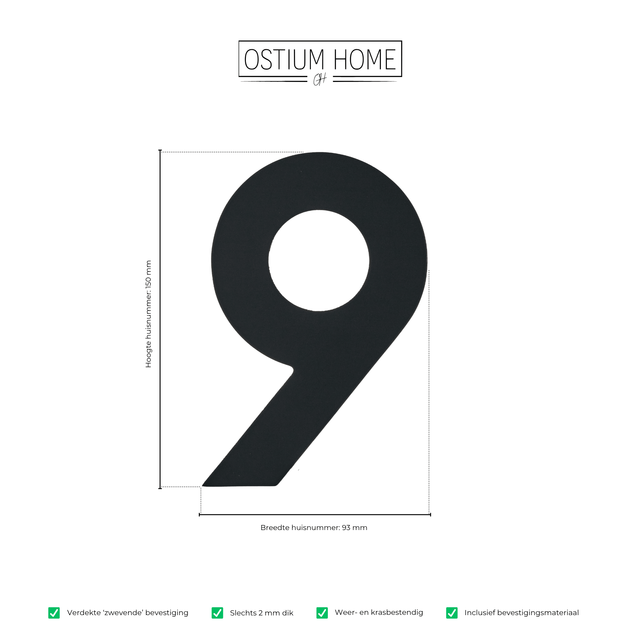 Figura - Schwarze Hausnummer 9