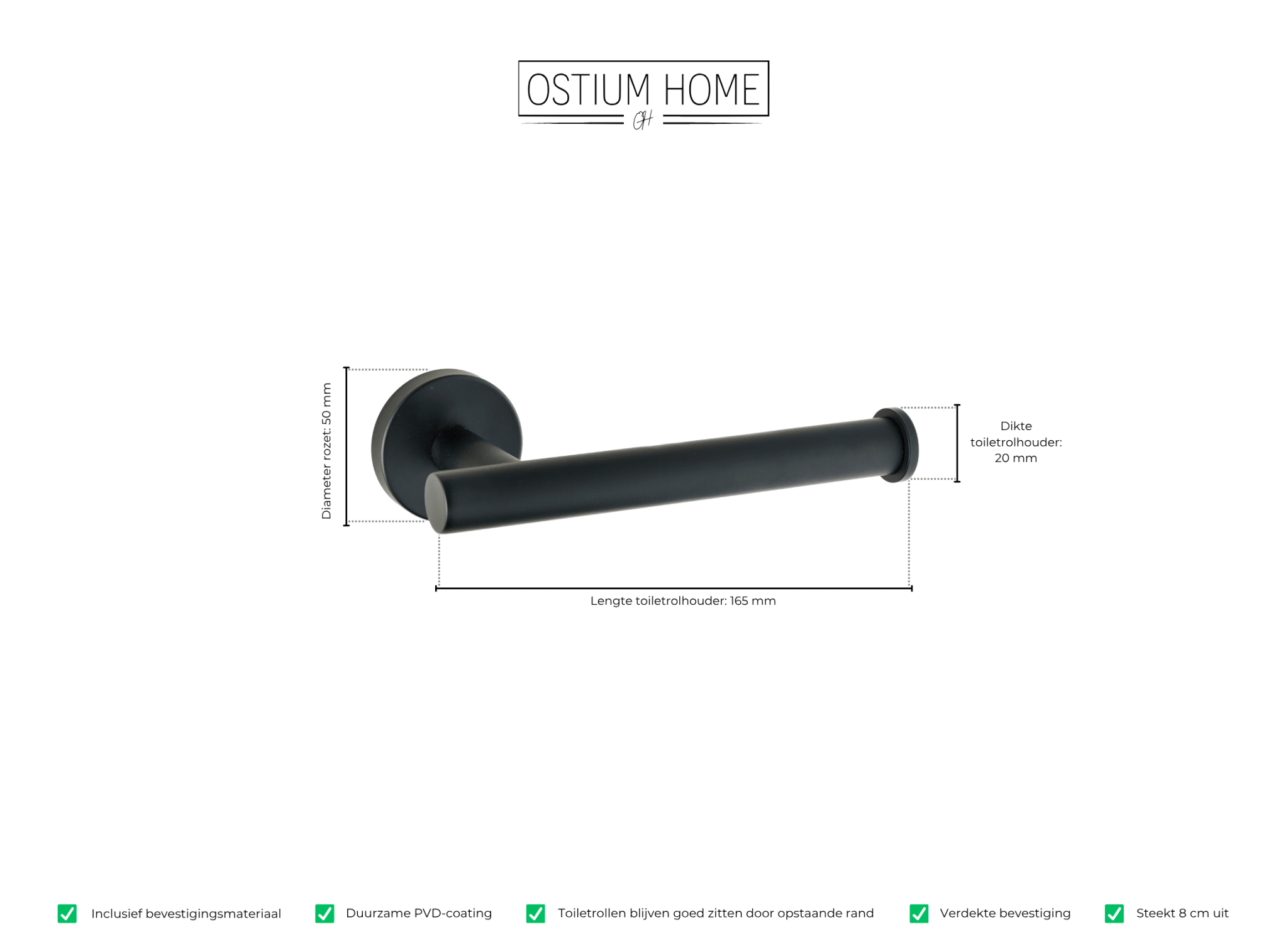 Ruolo - Toiletrolhouder - Mat Zwart