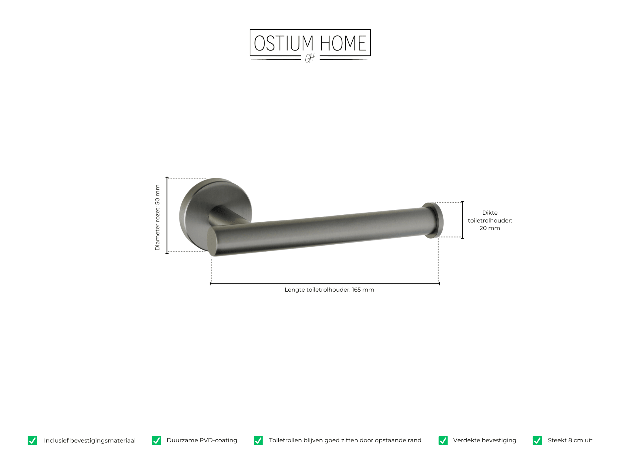 Ruolo - Toiletrolhouder - Gun Metal