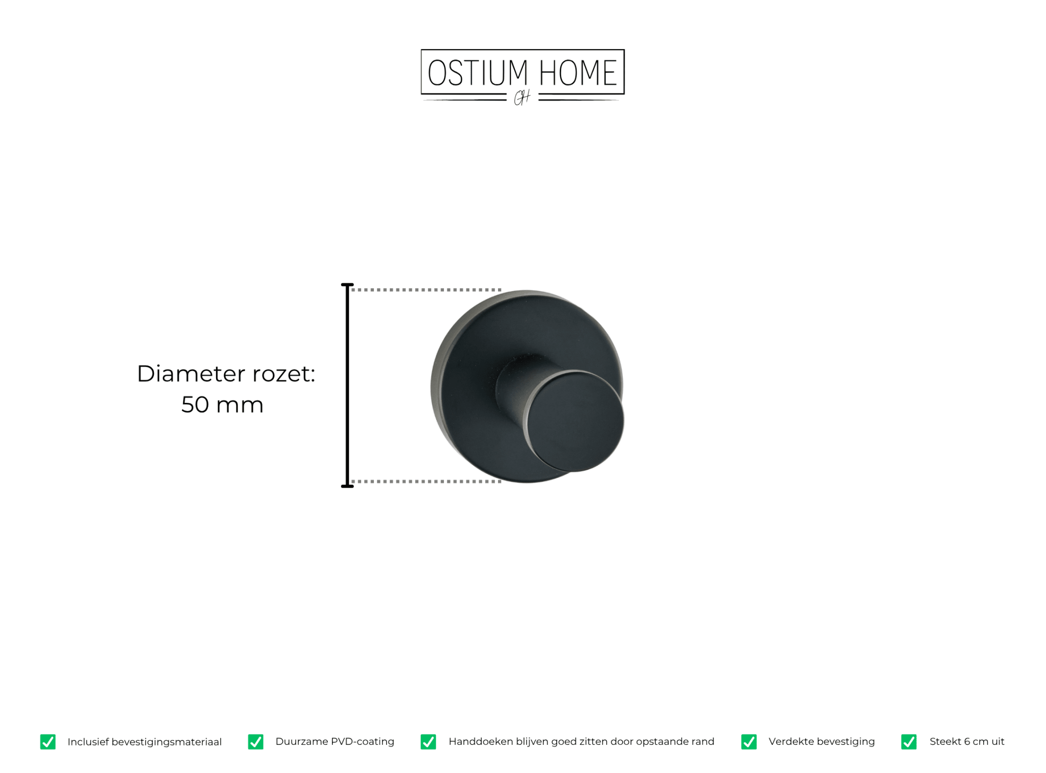 Gancio - Handdoekhaak - Mat Zwart