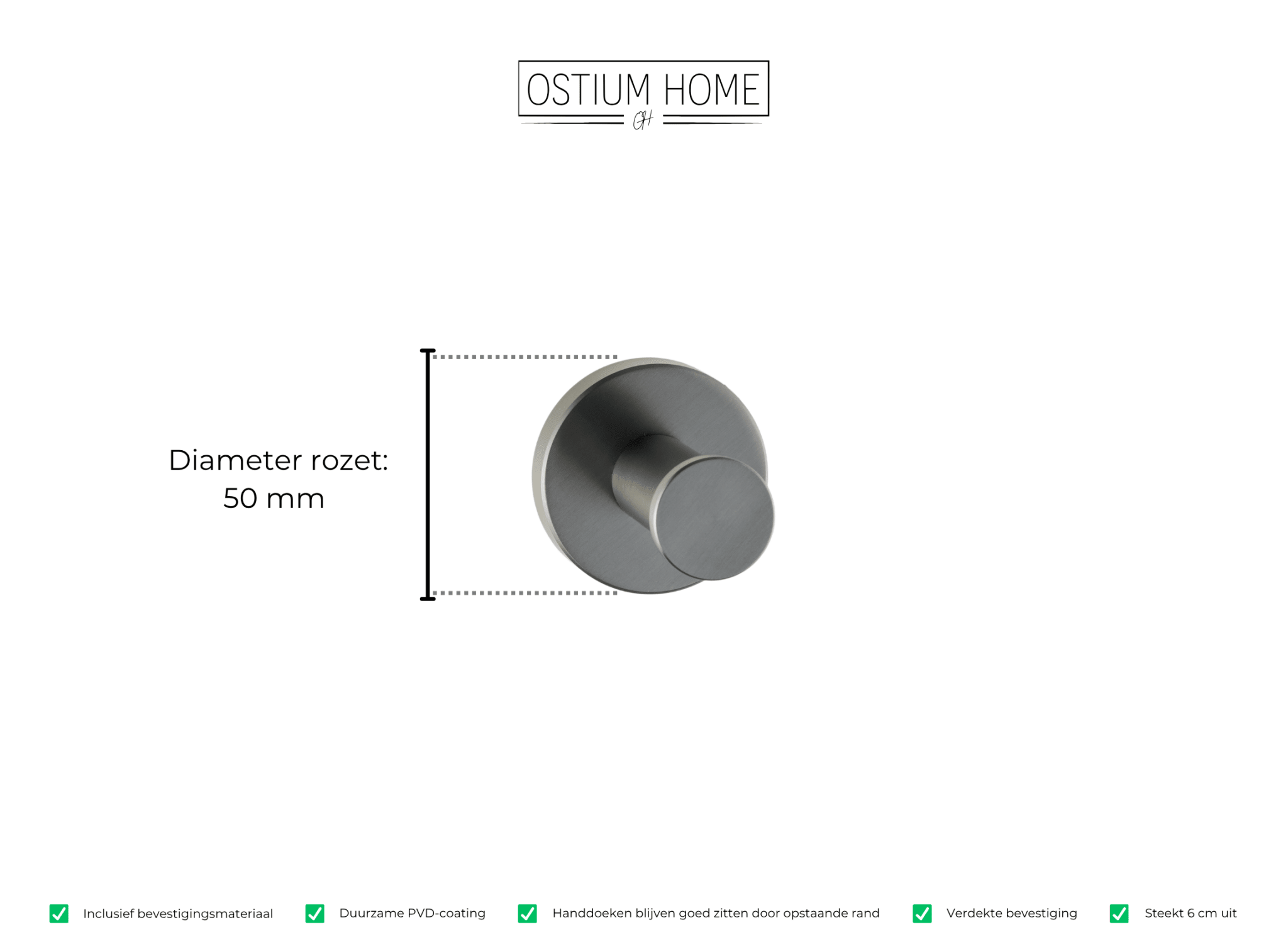 Gancio - Handdoekhaak - Gun Metal