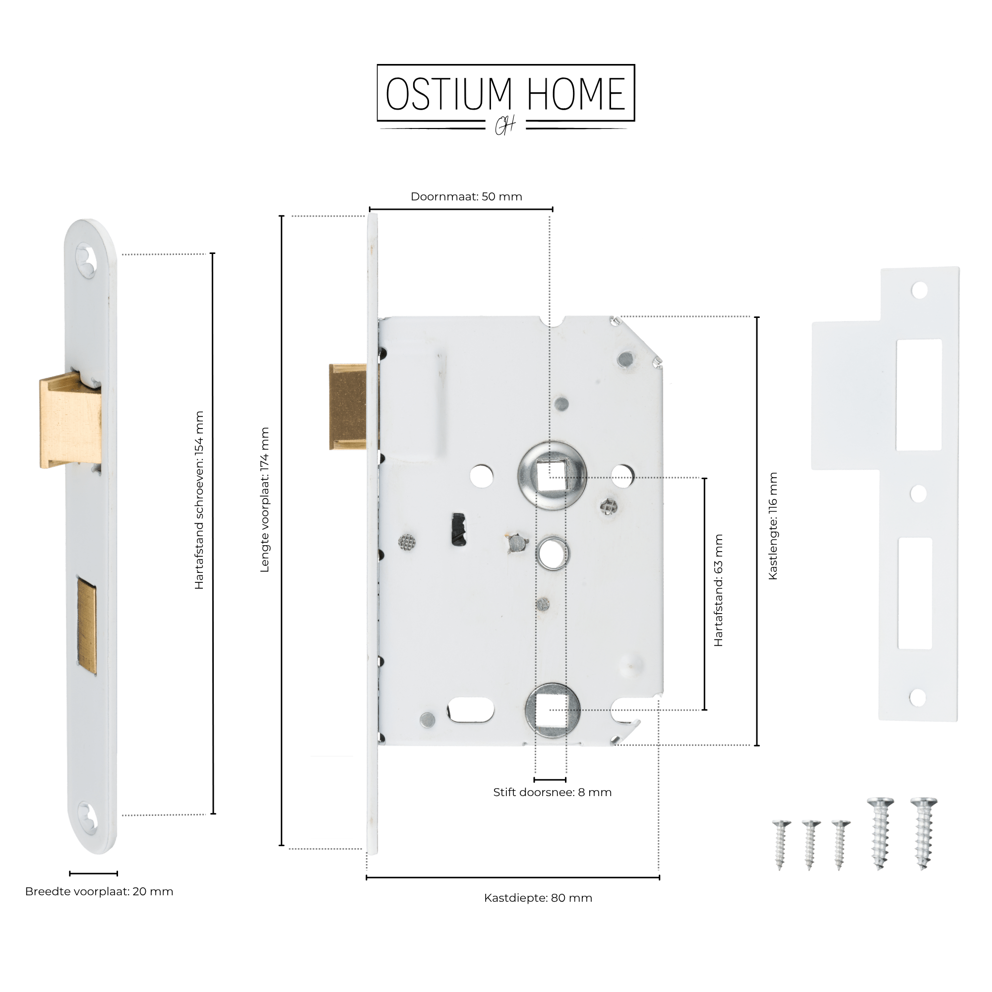 Loopslot - WC/Badkamer Insteekslot Wit - PC 63mm