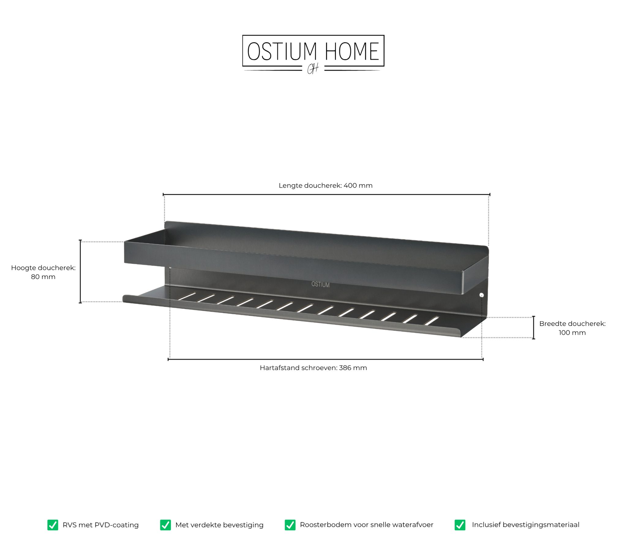 Tavolo - Étagère de douche - Gun Metal