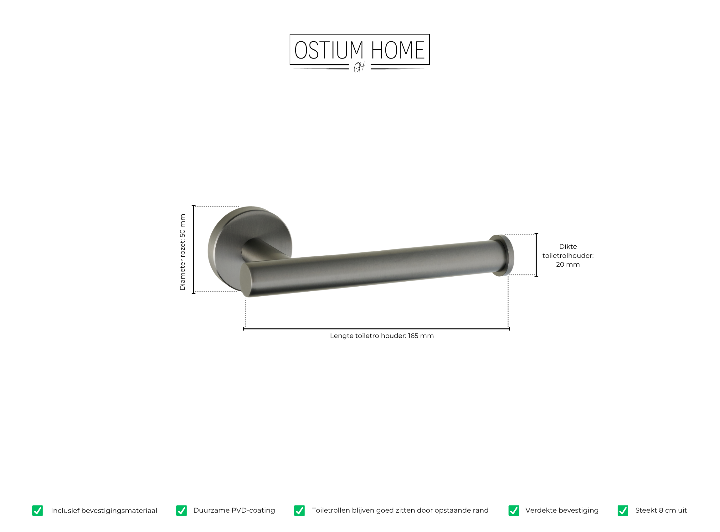 Ruolo - Toiletrolhouder - Gun Metal