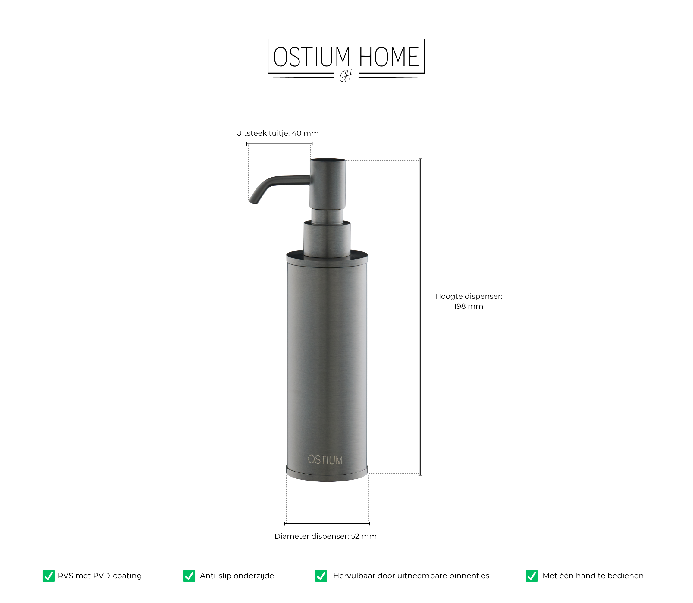 Saponi - Zeepdispenser - Gun Metal