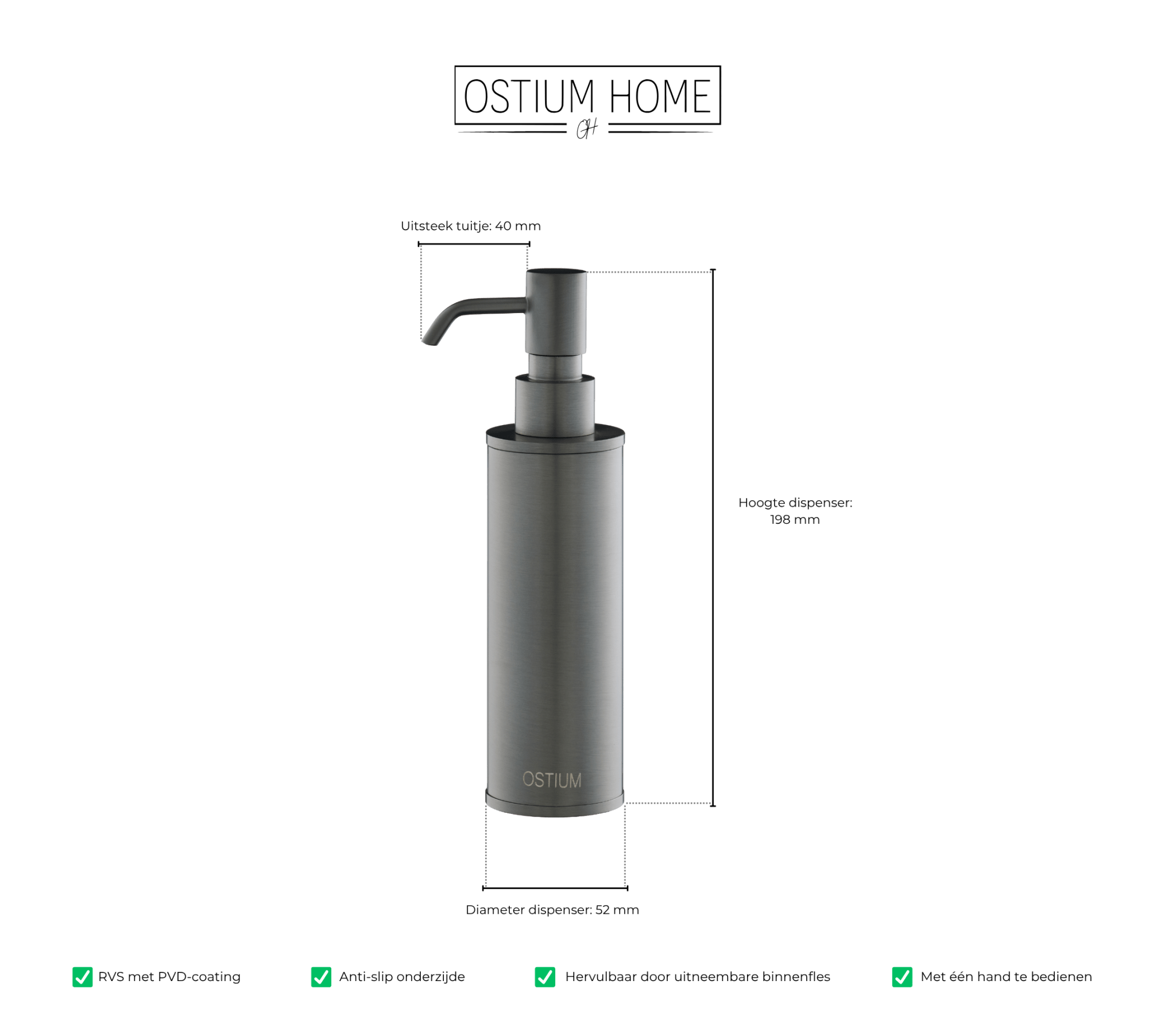 Saponi - Distributeur de savon - Gun Metal