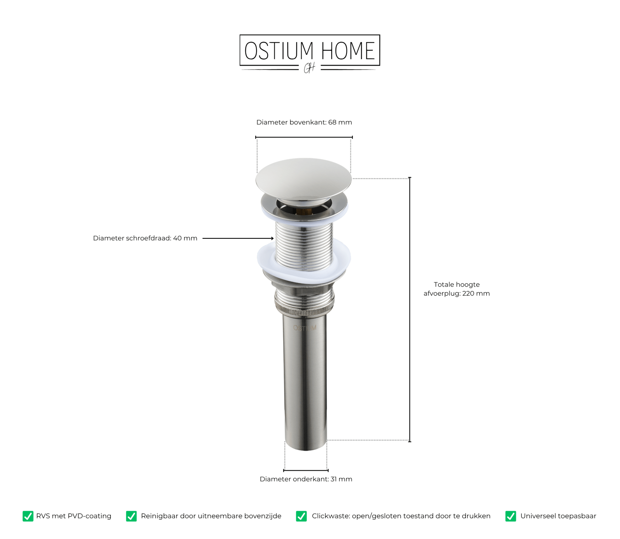 Fluezza - Afvoerplug - RVS