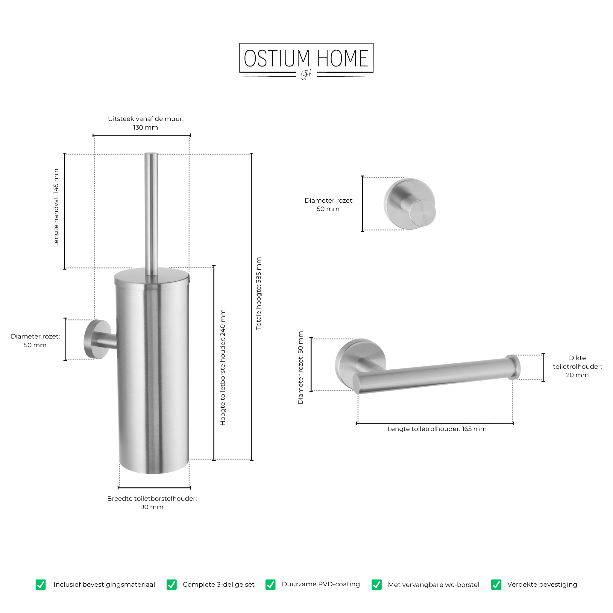 Stanio - Toiletset RVS - 3-delig