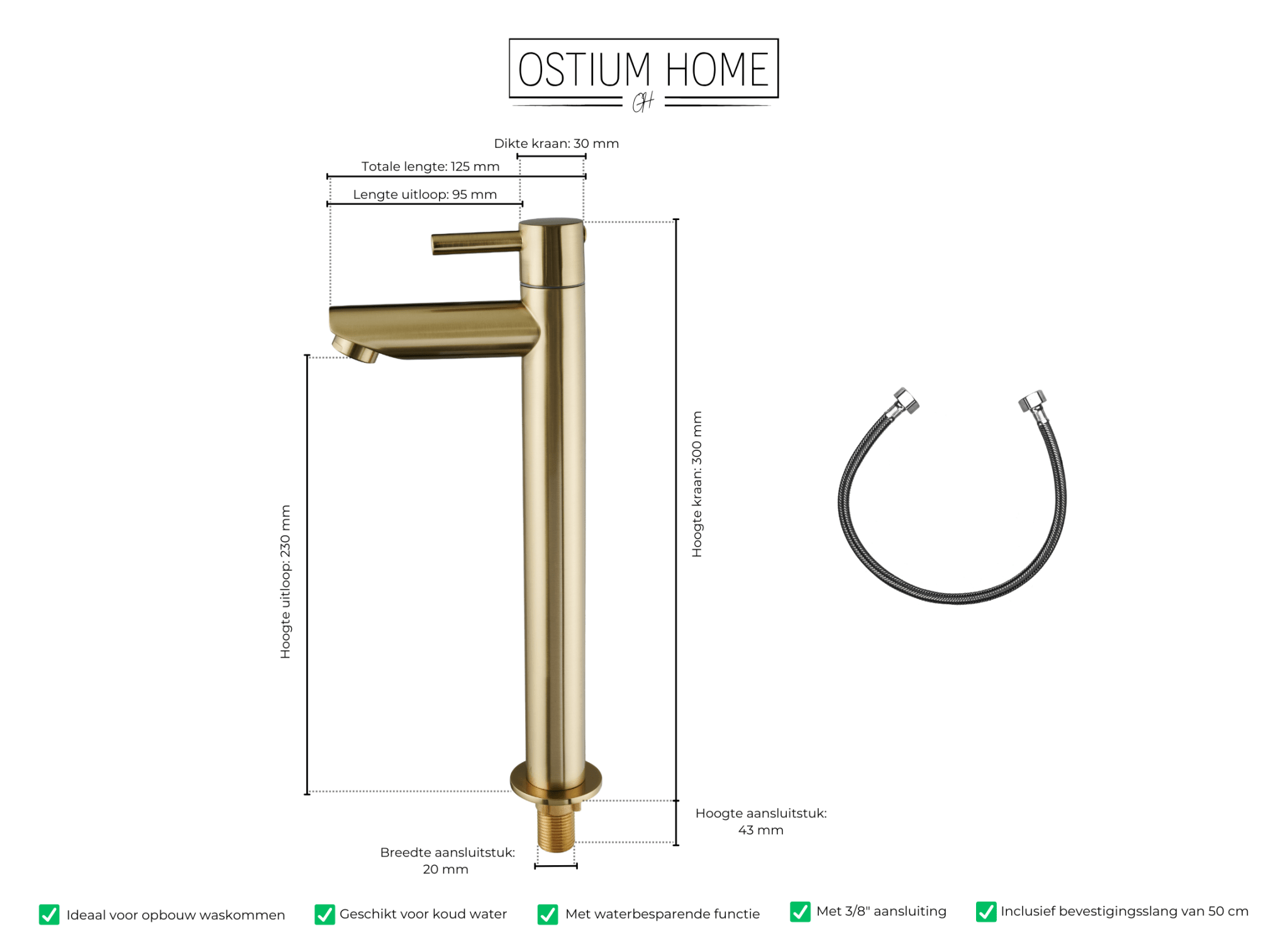 Altano - Hoge Fonteinkraan Goud - Koud Water