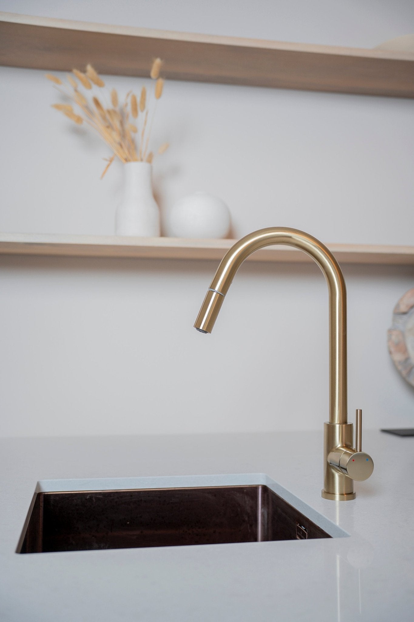 Silana - Robinet de cuisine doré - Extractible