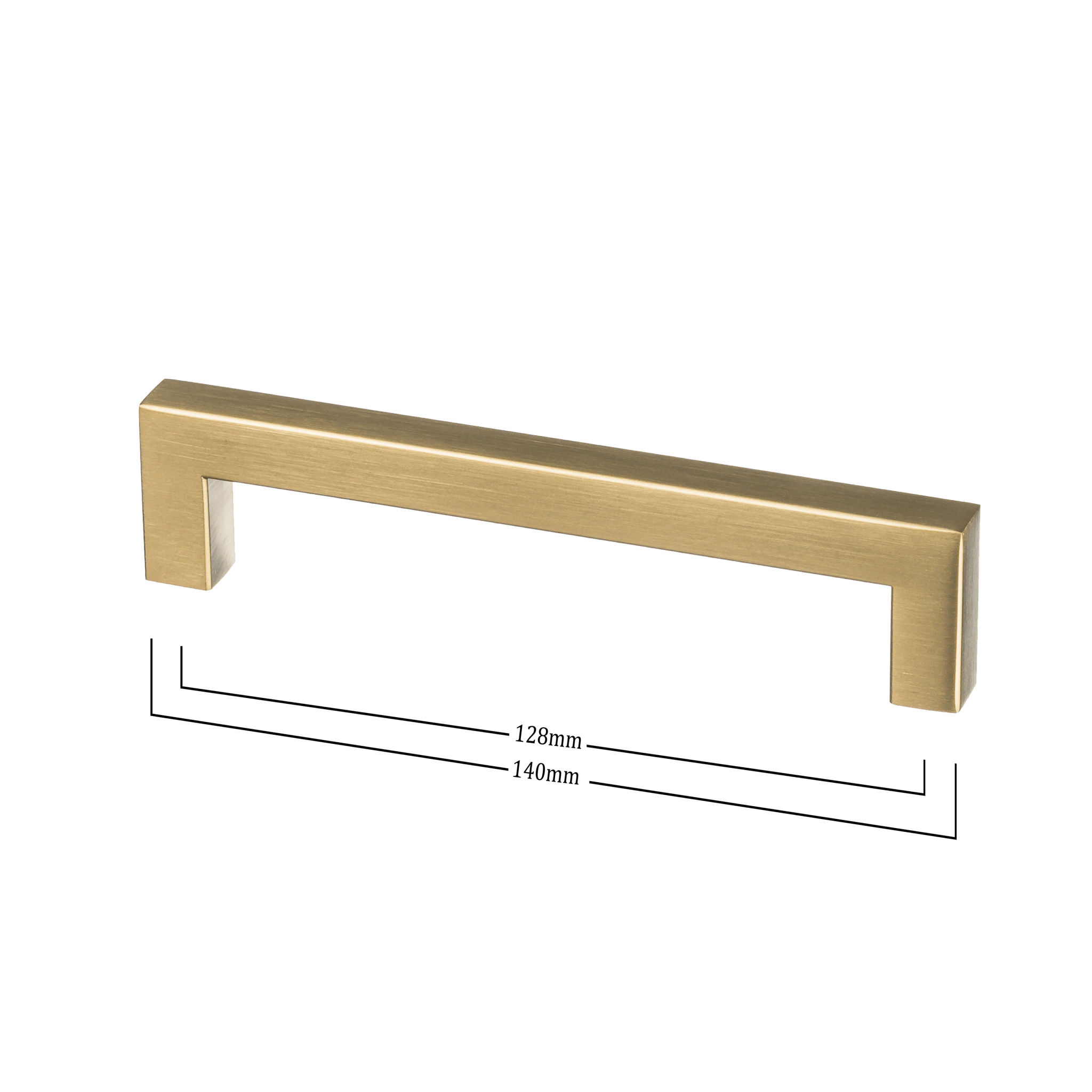 Gouden handgreep van Ostiumhome met afmetingen 128/140 mm.