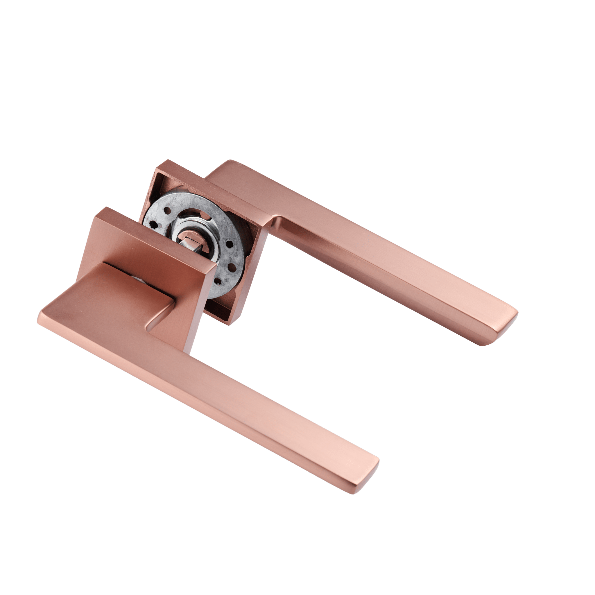 Zijaanzicht van de Ostiumhome Nerado deurklink in de kleur mat koper