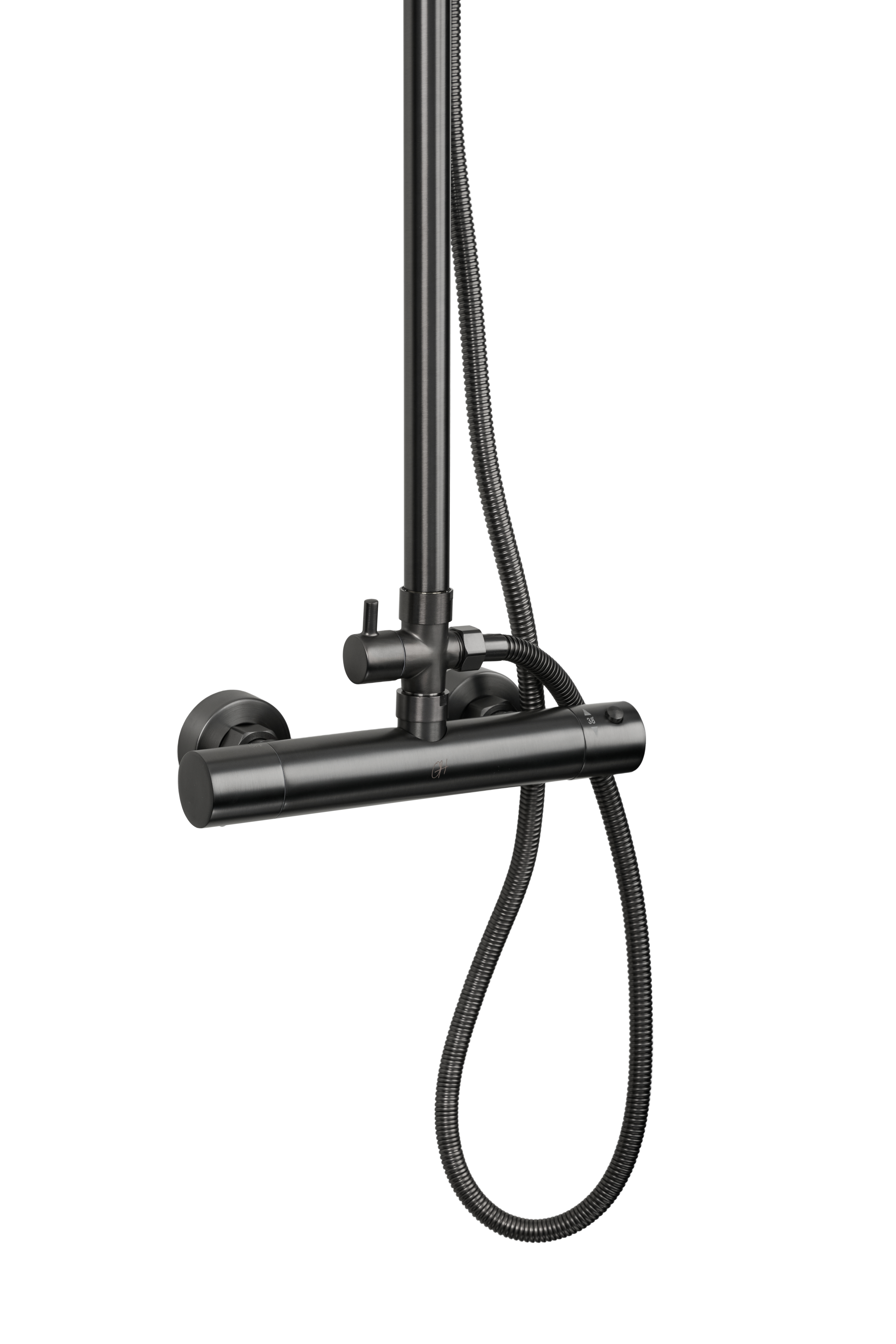 Novi - Complete douche set - GunMetal - Rond - hartafstand 12-15-18 centimeter - Stort douche - Hand douche - Meng kraan - Installatie materiaal