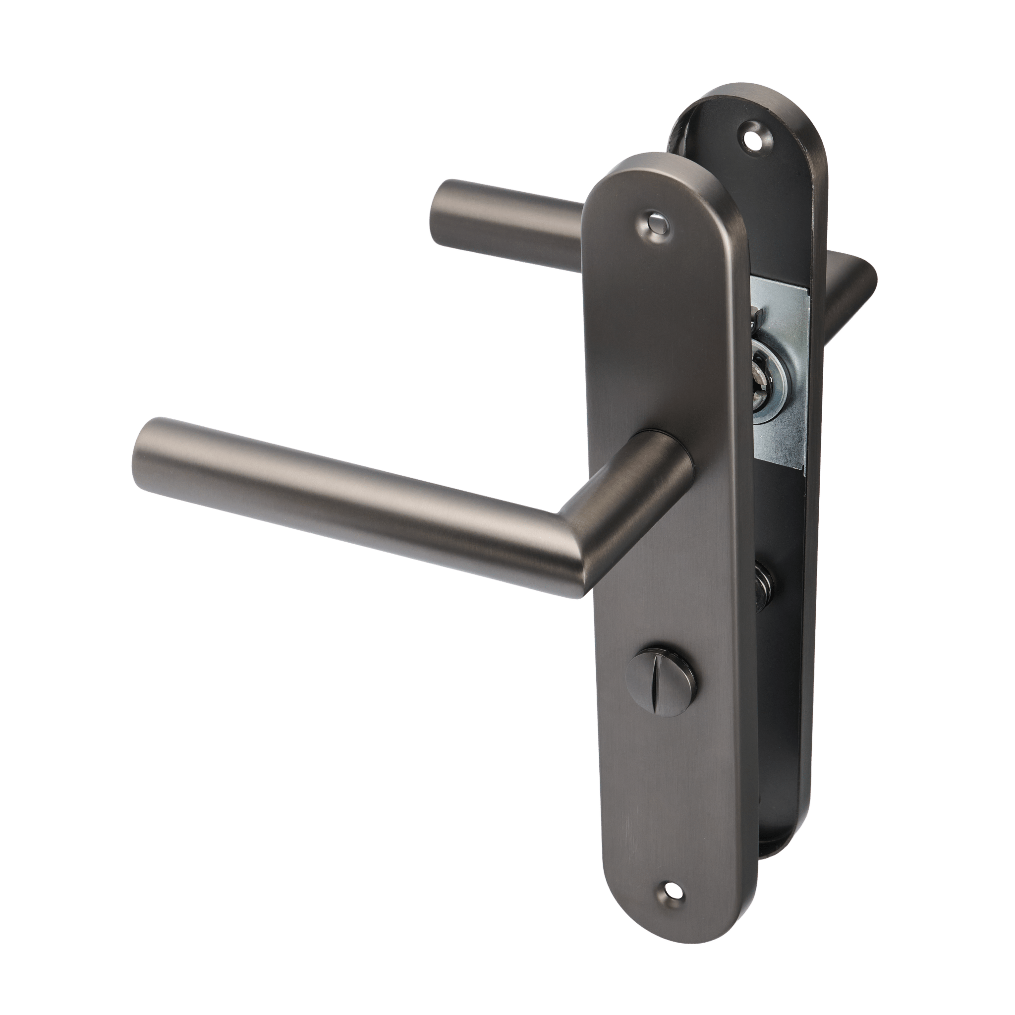 Torino - Deurklink met WC-slot Gun Metal - PC 63mm