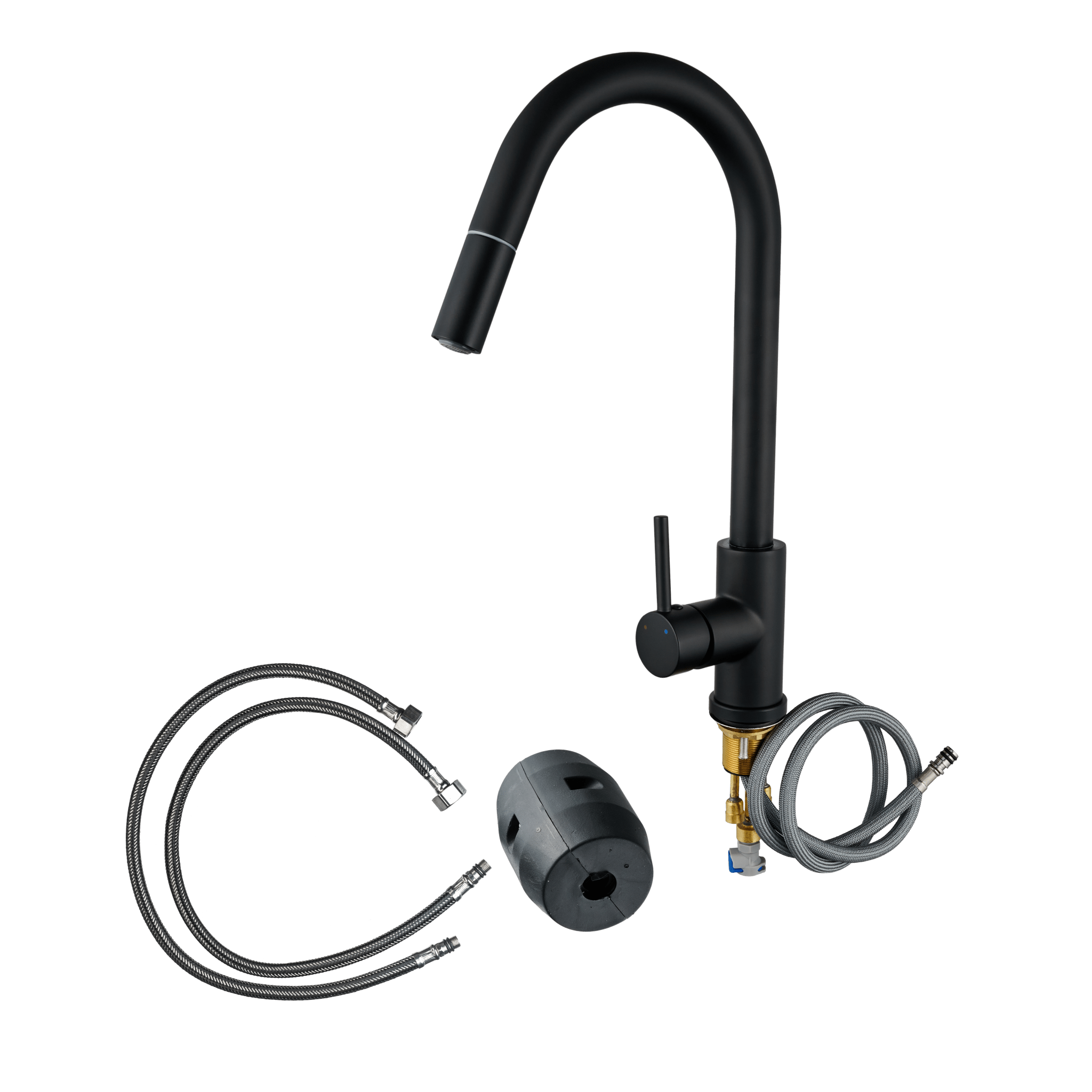 Silana - Mitigeur de cuisine noir - Bec extractible