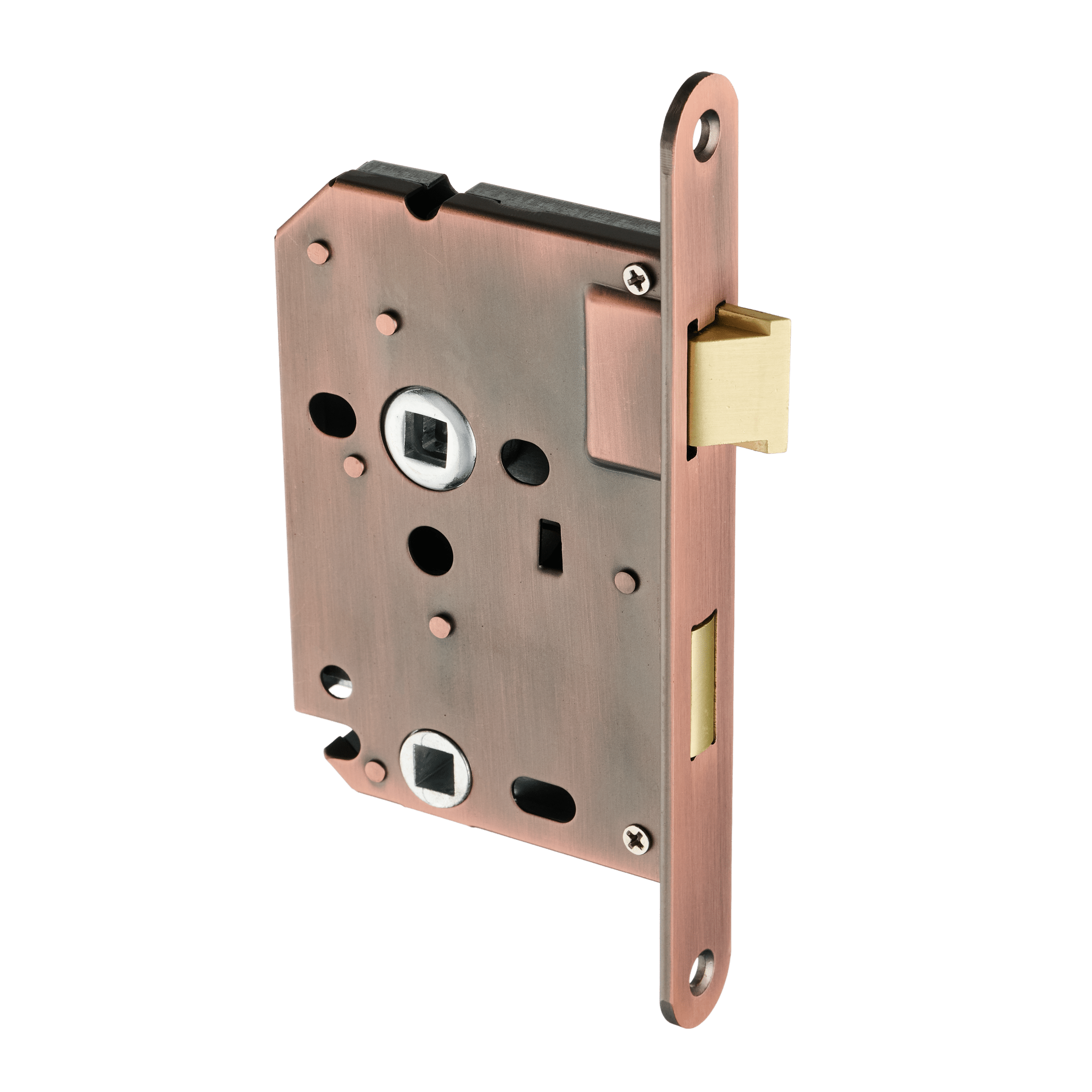 Serrure à encastrer WC en cuivre - Serrure à bouton - 63 mm