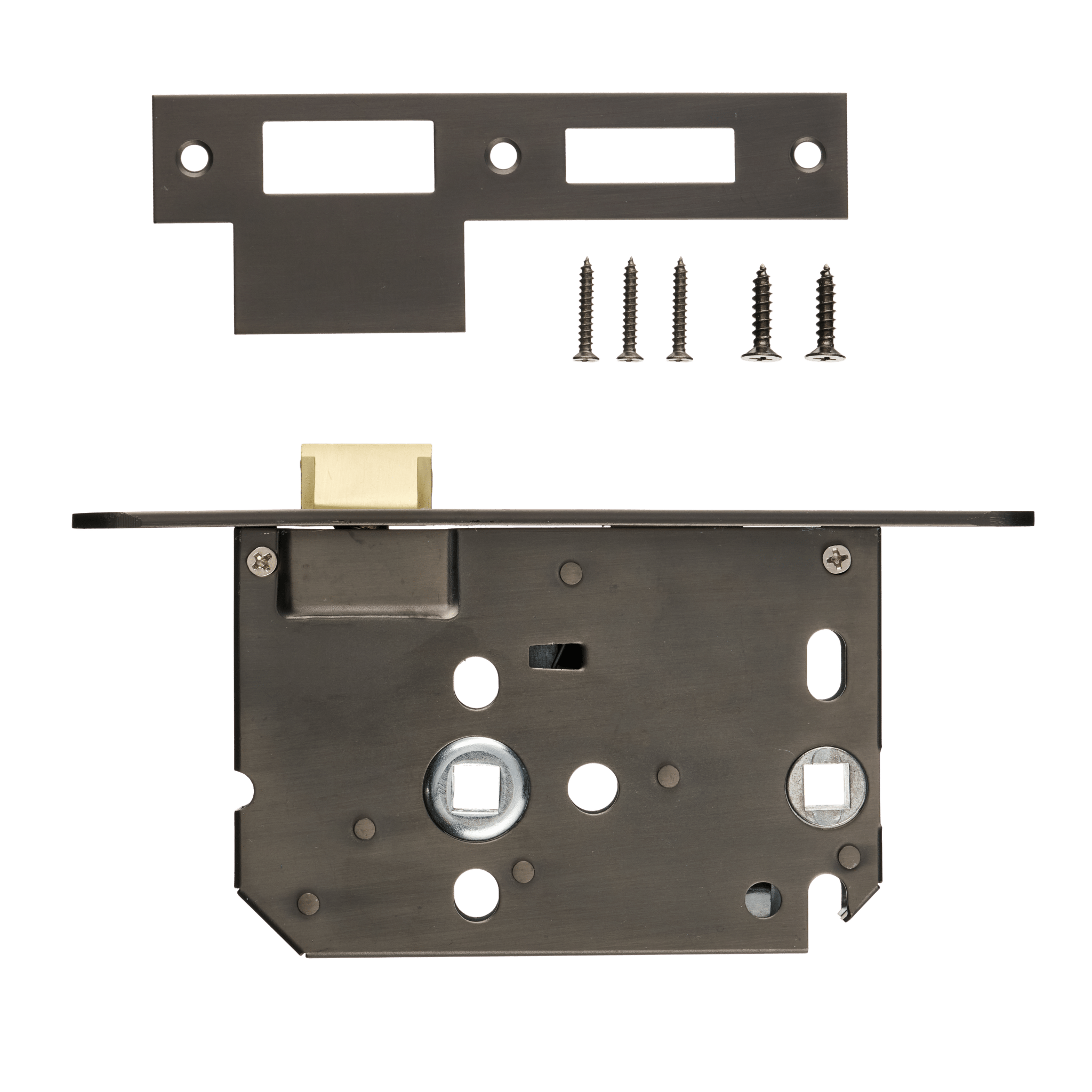 Verrou à encastrer WC Gun Metal - Verrou de passage - 63 mm