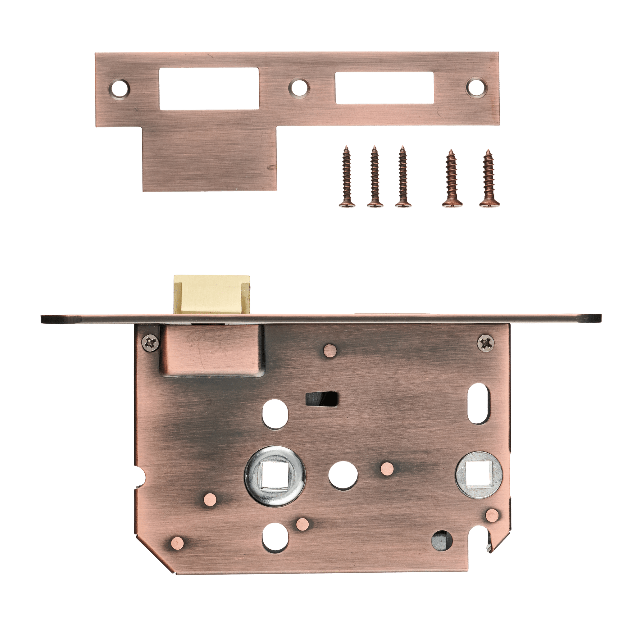Serrure à encastrer WC en cuivre - Serrure à bouton - 63 mm