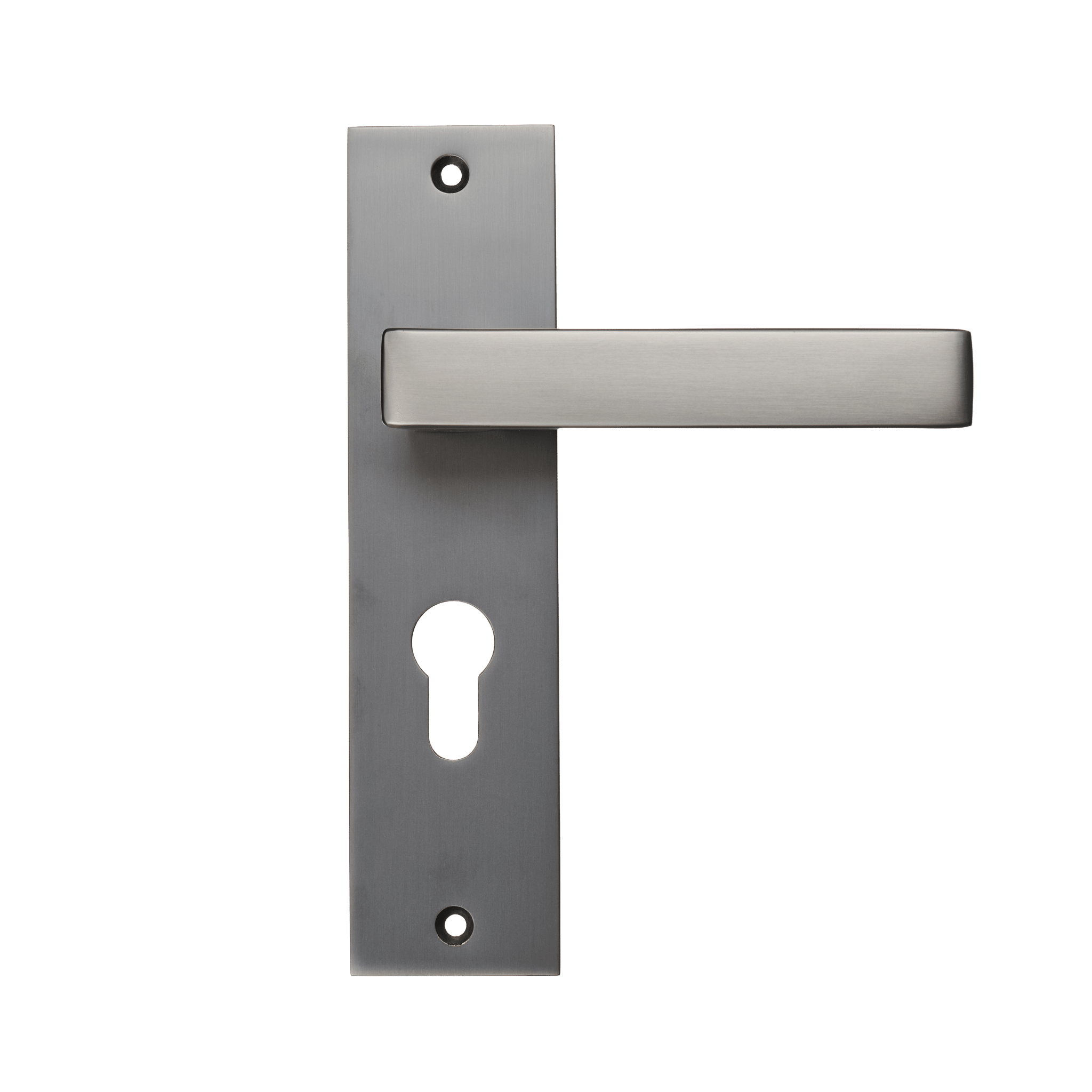 Novara - Gun Metal Deurbeslag - Cilindergat - Recht Kort Schild - PC 55mm