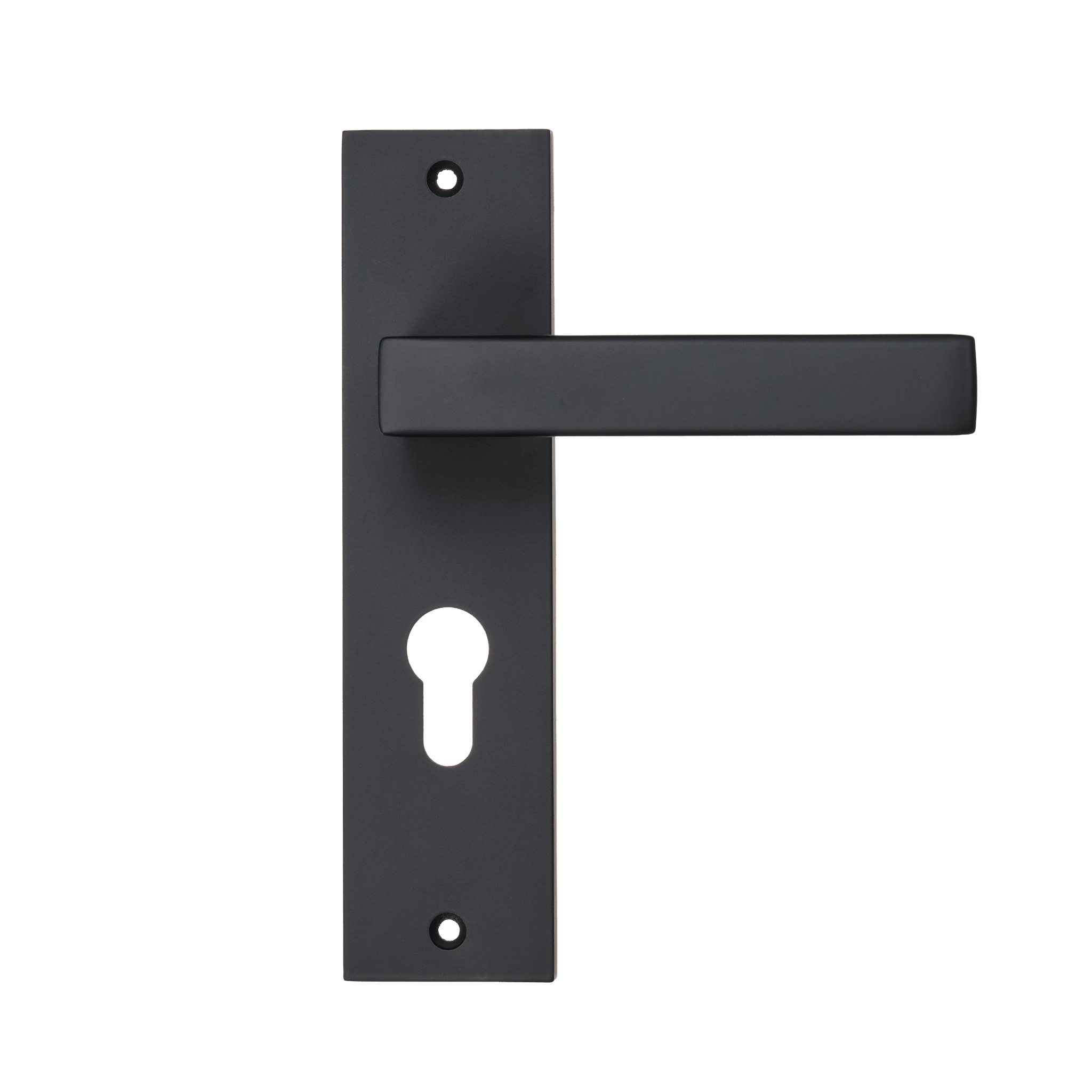 Ravello - Zwarte Deurklink - Cilindergat - Recht Kort Schild - PC 55mm