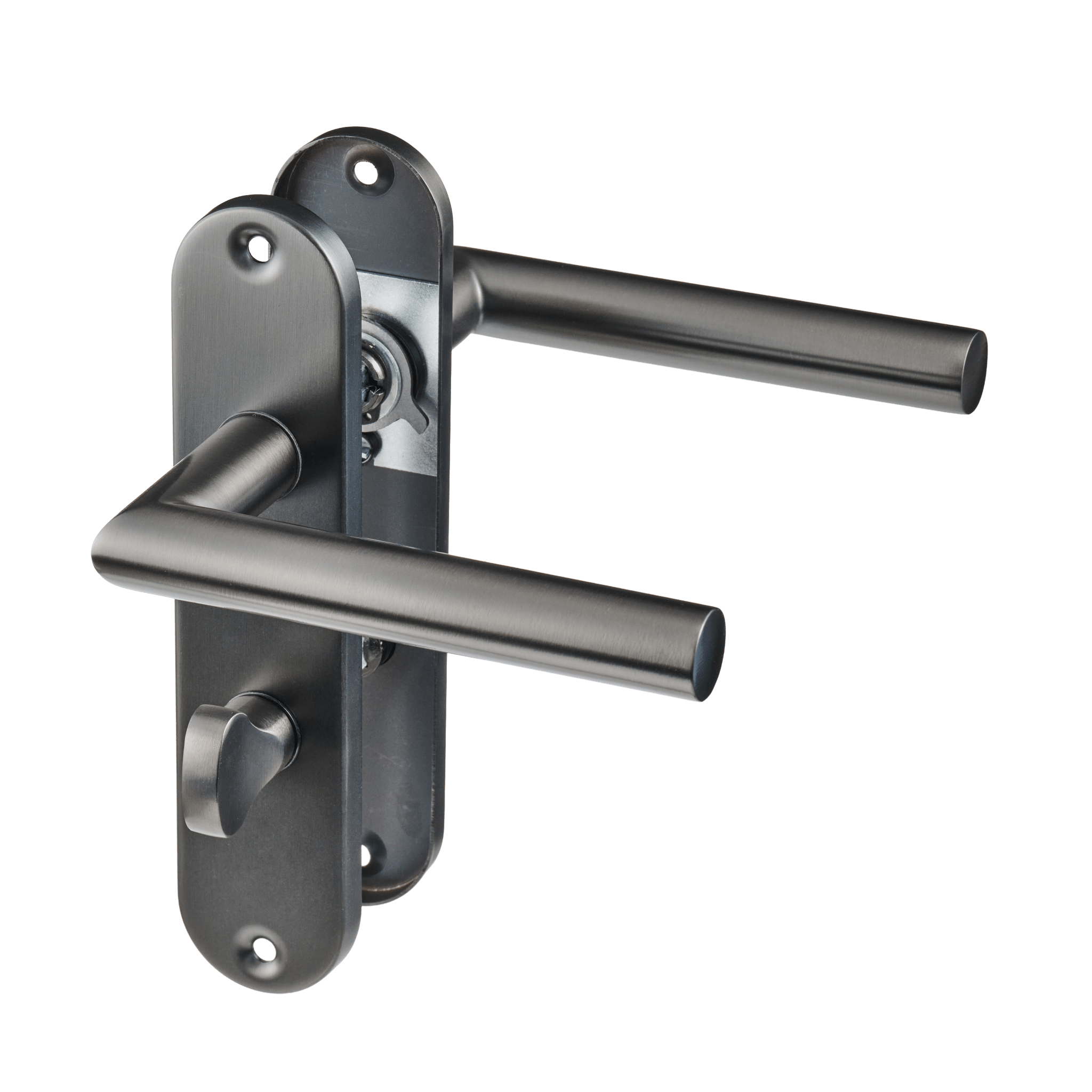 Silvano - WC-Slot Gun Metal - Plaque ronde courte