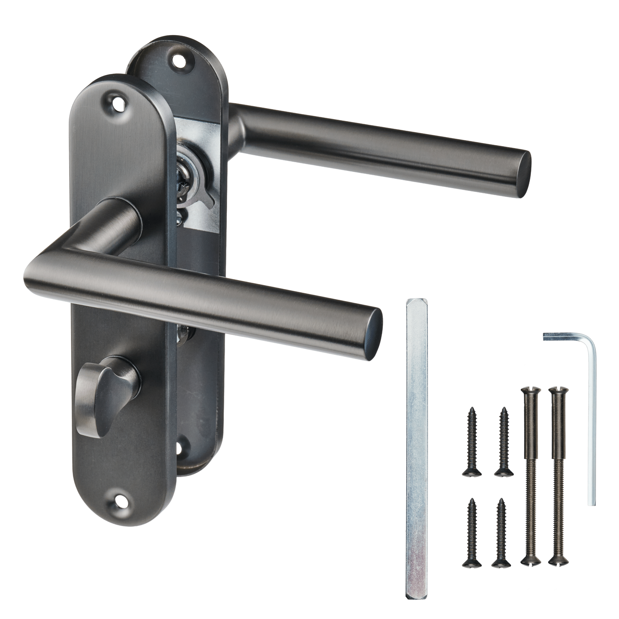 Silvano - WC-Slot Gun Metal - Plaque ronde courte