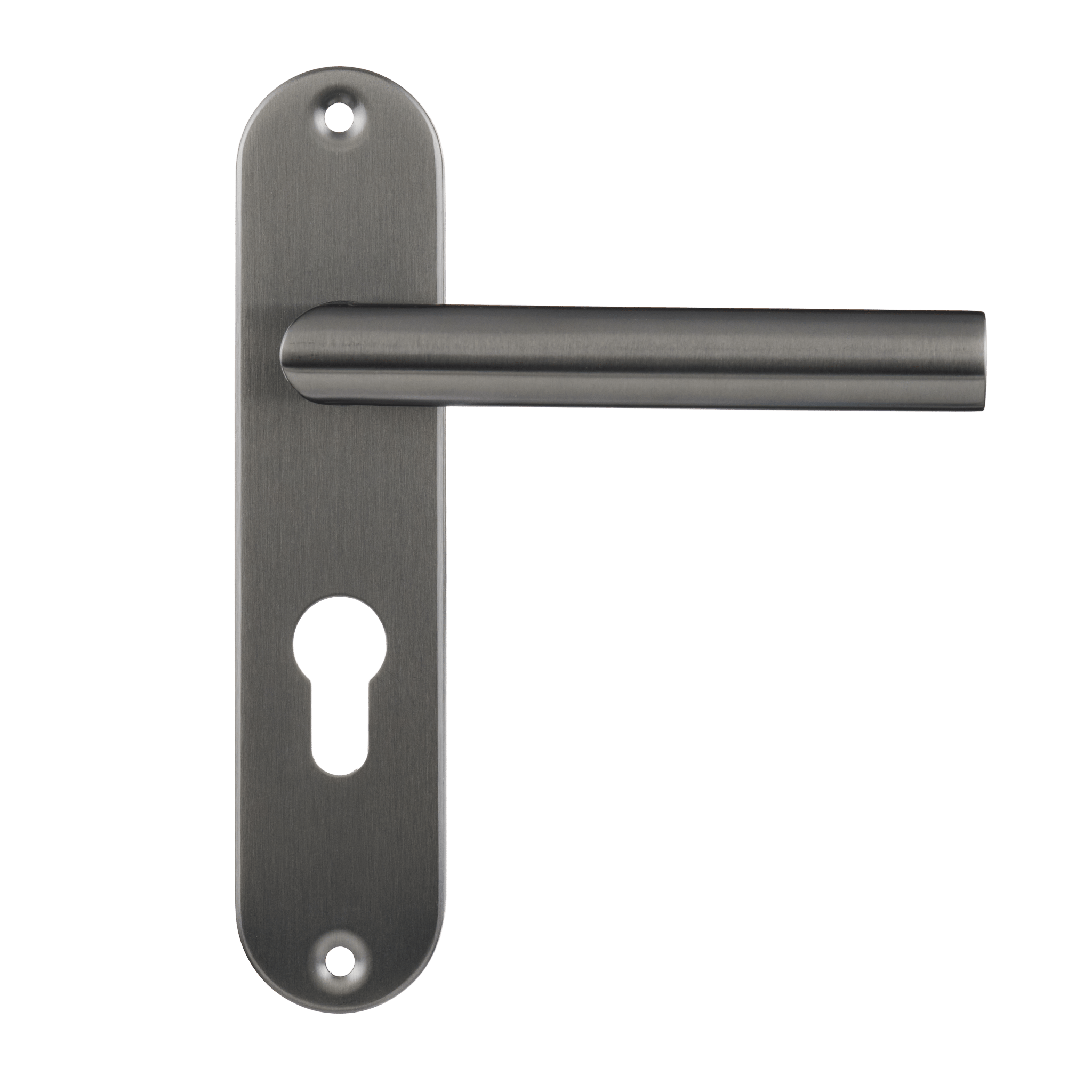 Silvano - Gun Metal Deurklink cilindergat - Kort Rond Schild