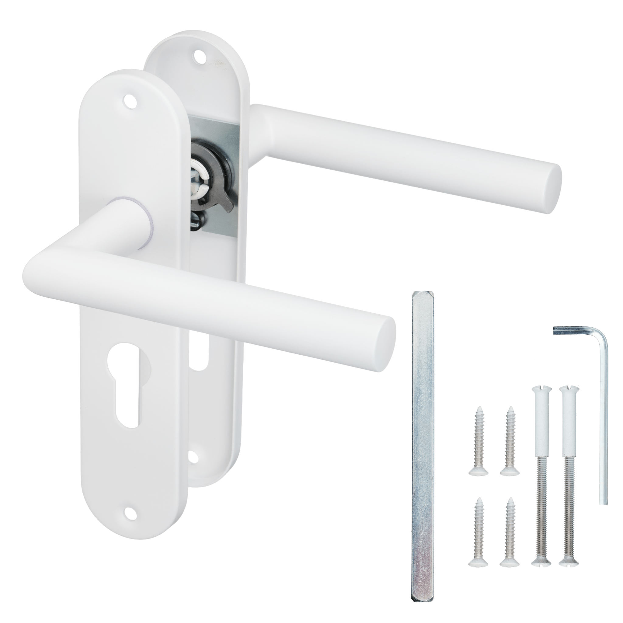 Calzio - Deurklink Wit Cilindergat - Kort Rond Schild