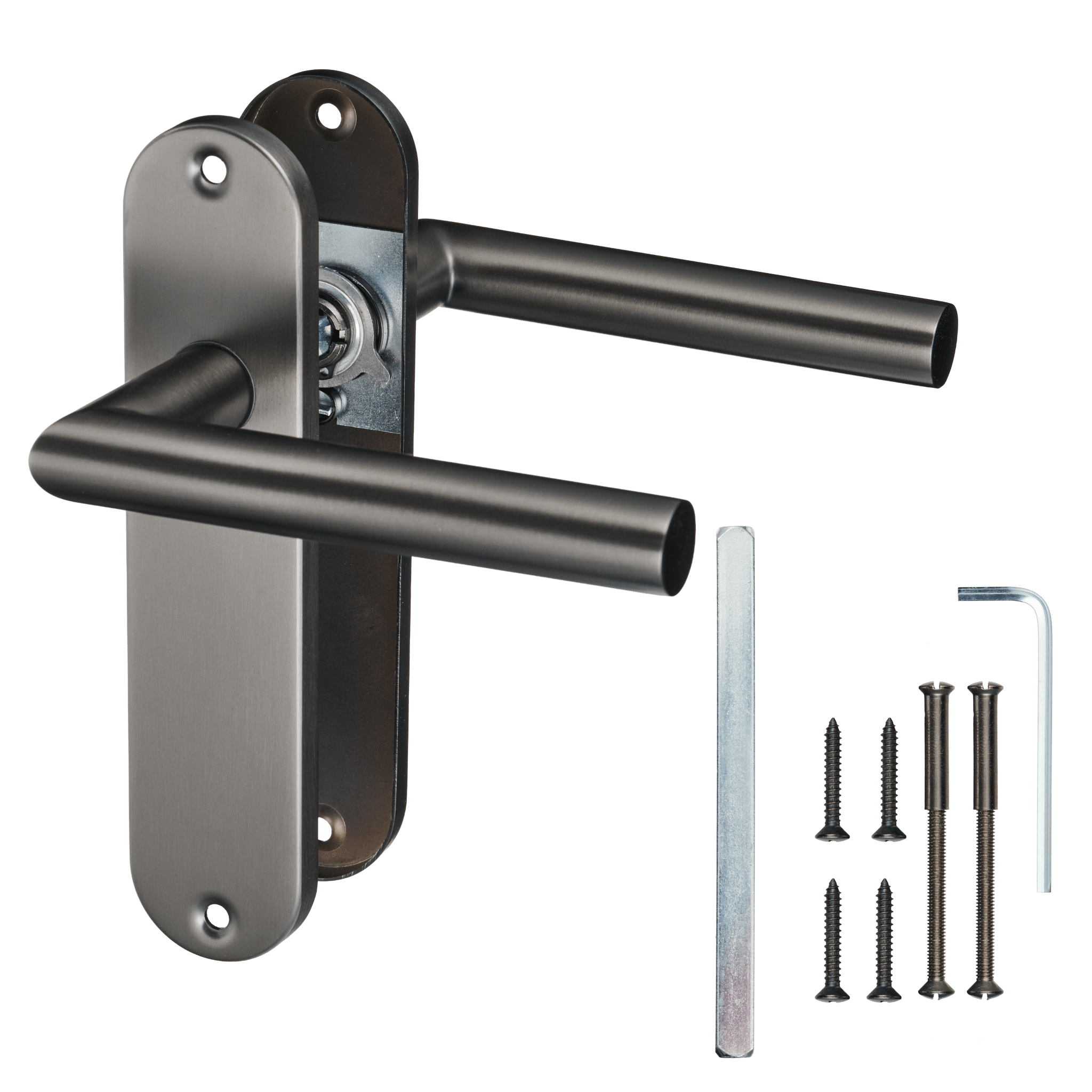 Silvano - Deurbeslag Gun Metal - Kort rond schild