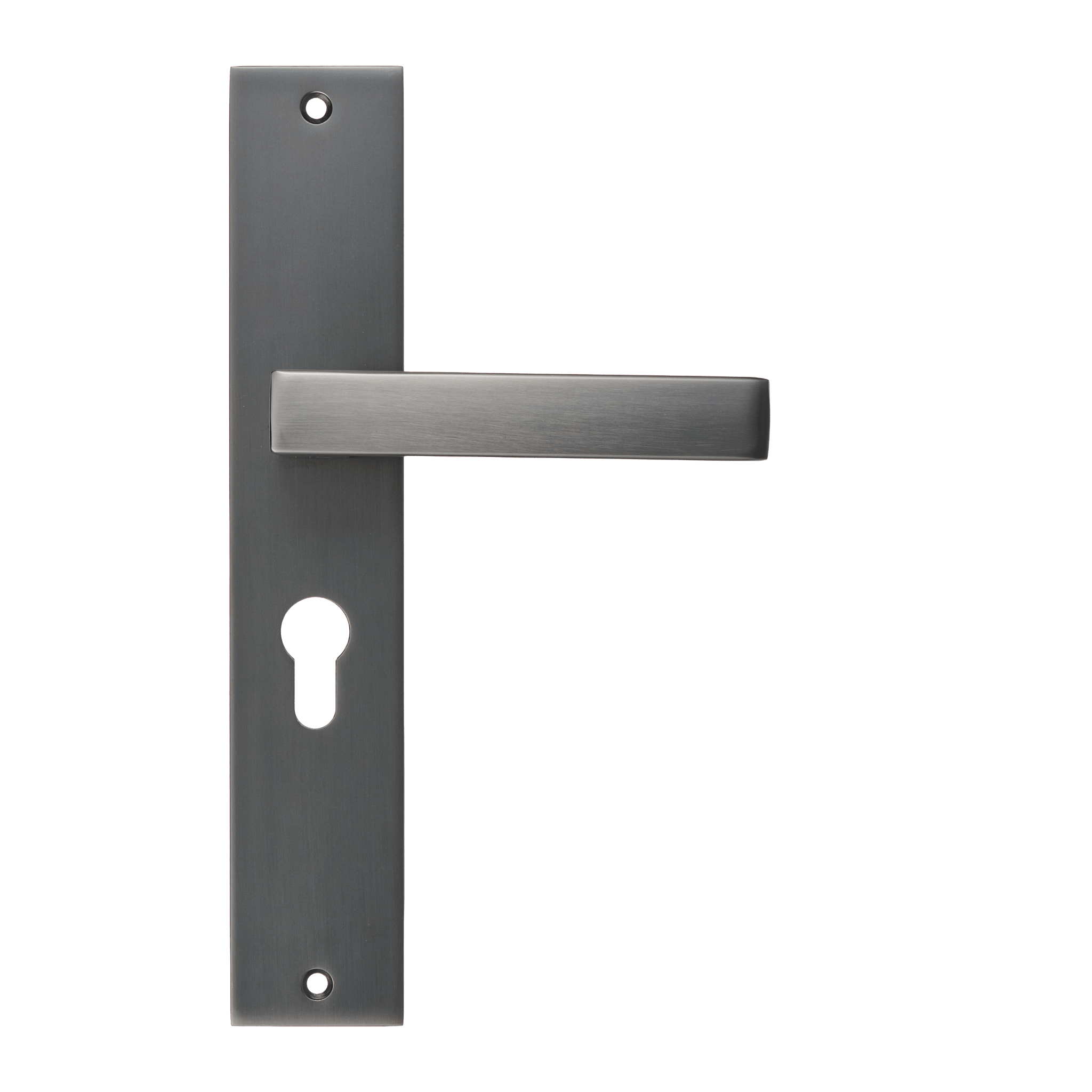 Fano - Gun Metal Deurbeslag - Cilindergat - Recht Lang Schild - PC 55mm